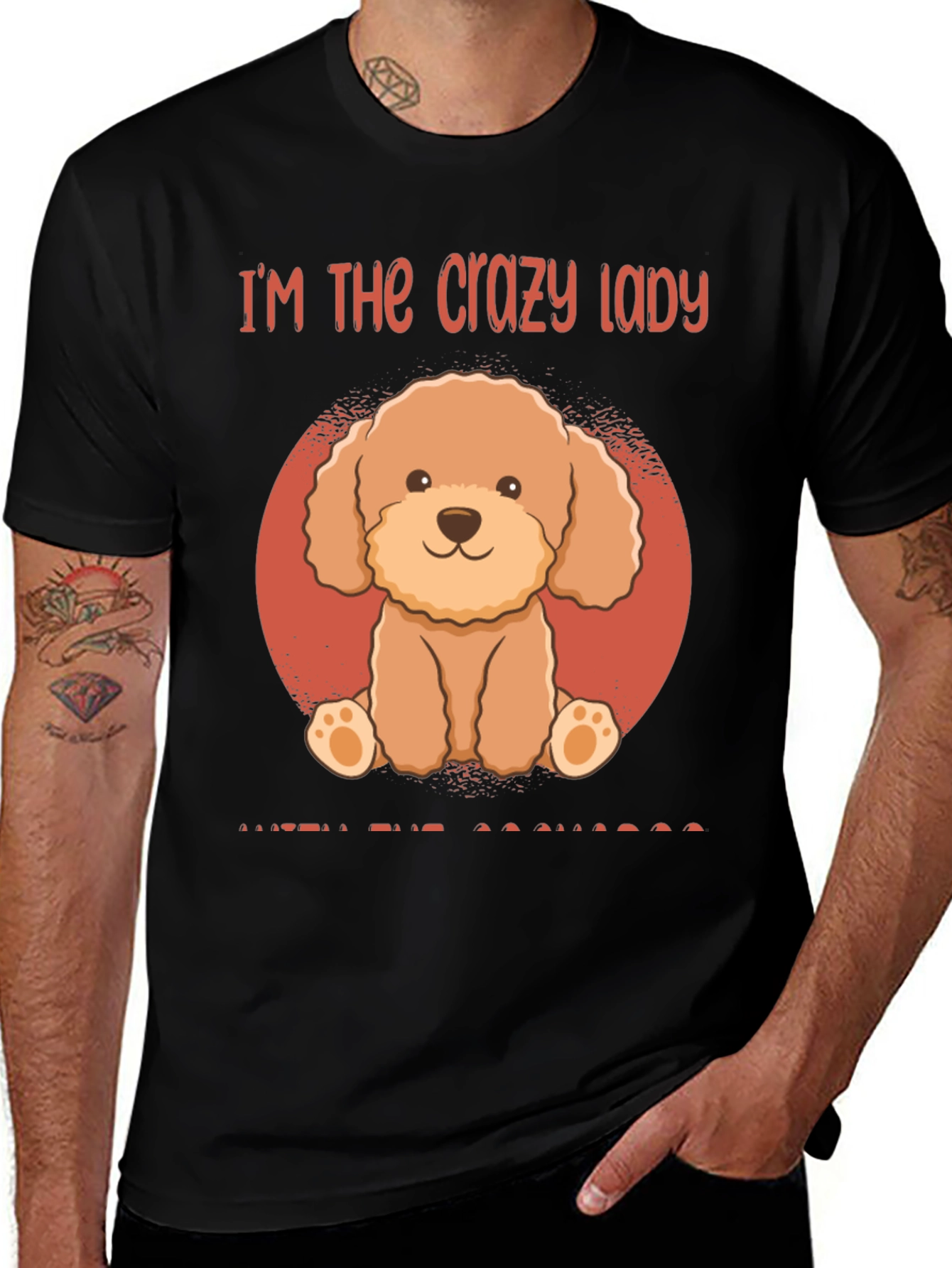 Crazy Lady Poodle Graphic T-Shirt