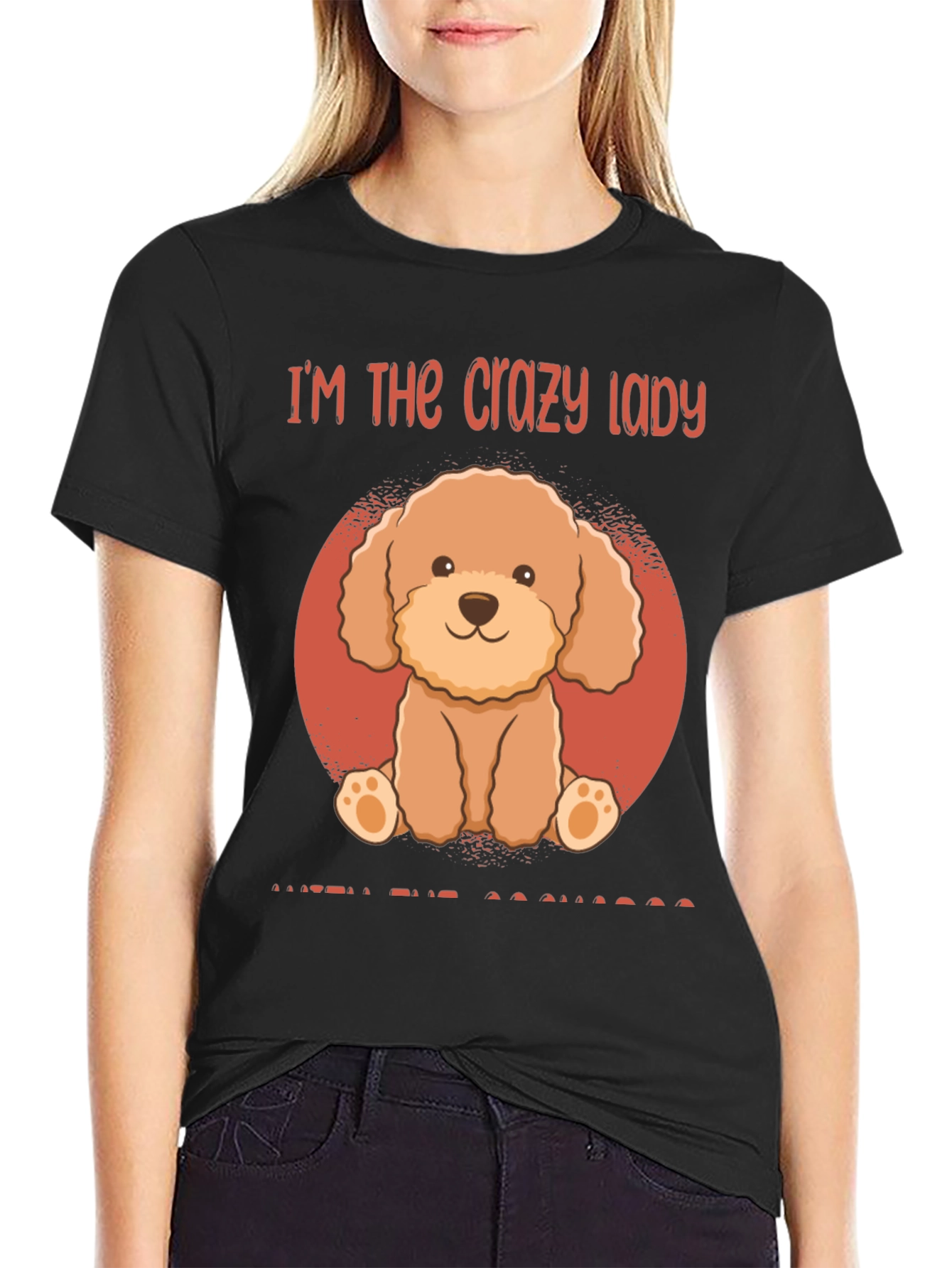 Crazy Lady Poodle Graphic T-Shirt