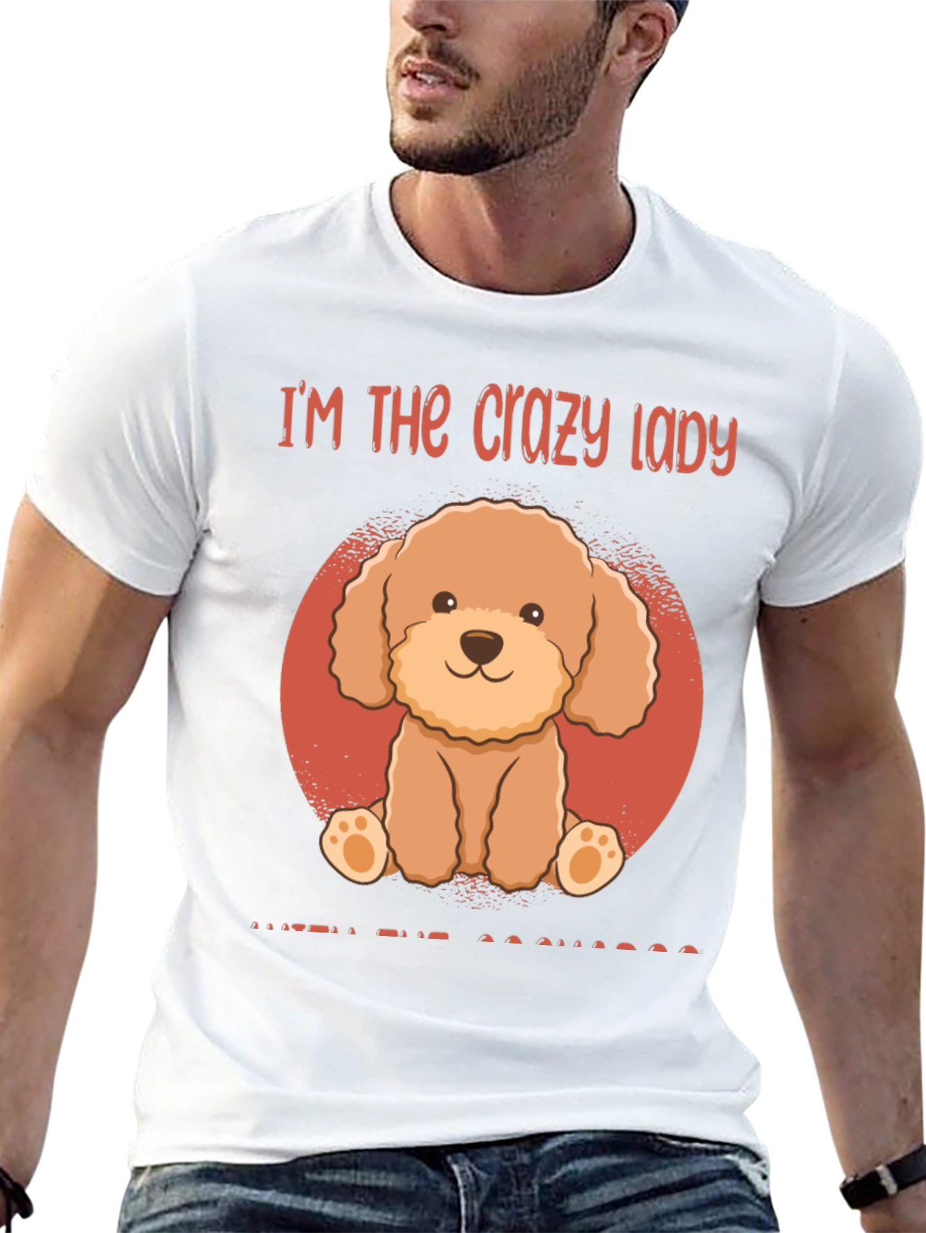 Crazy Lady Poodle Graphic T-Shirt