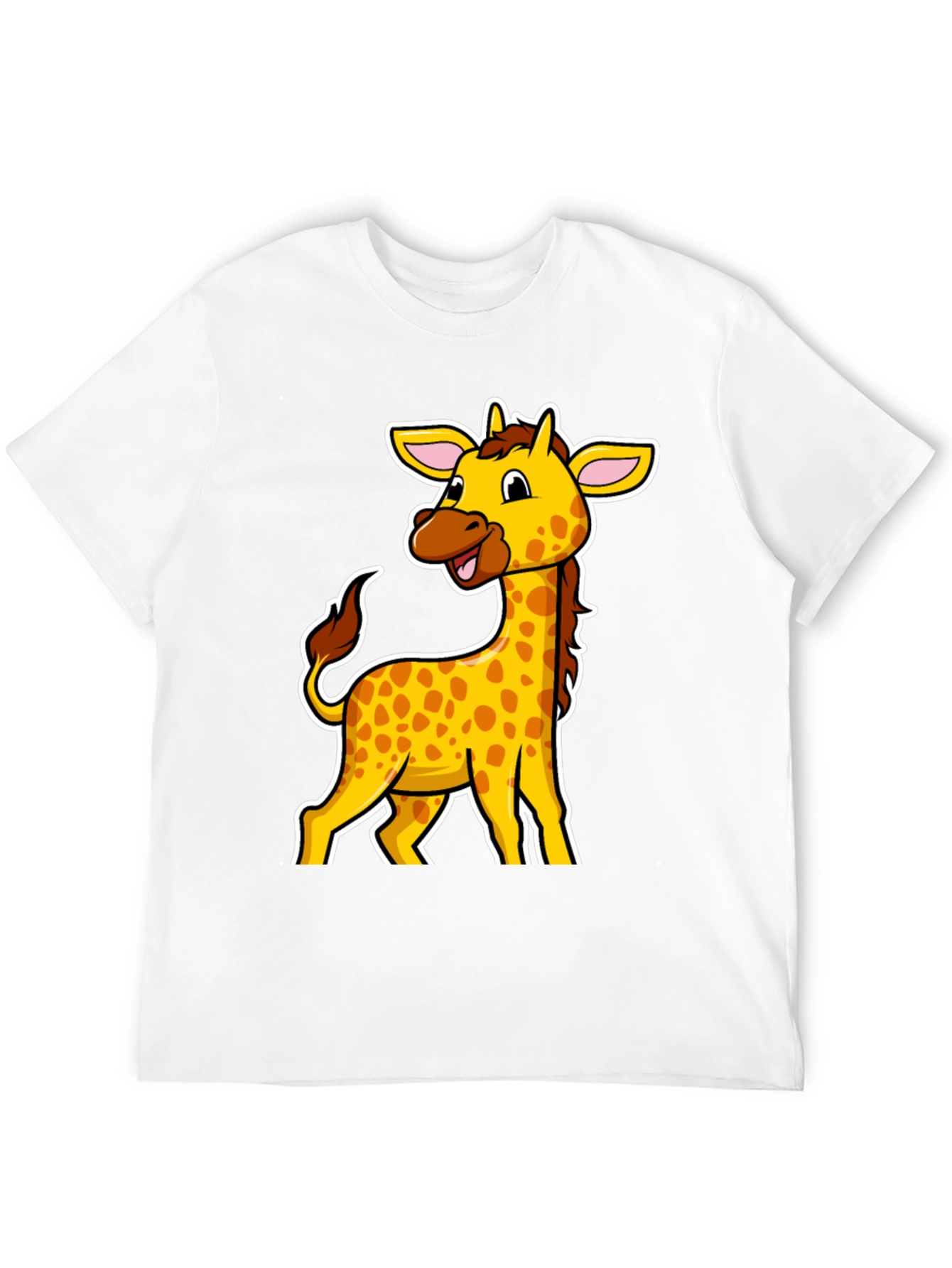 Giraffe Cartoon Graphic Black T-Shirt