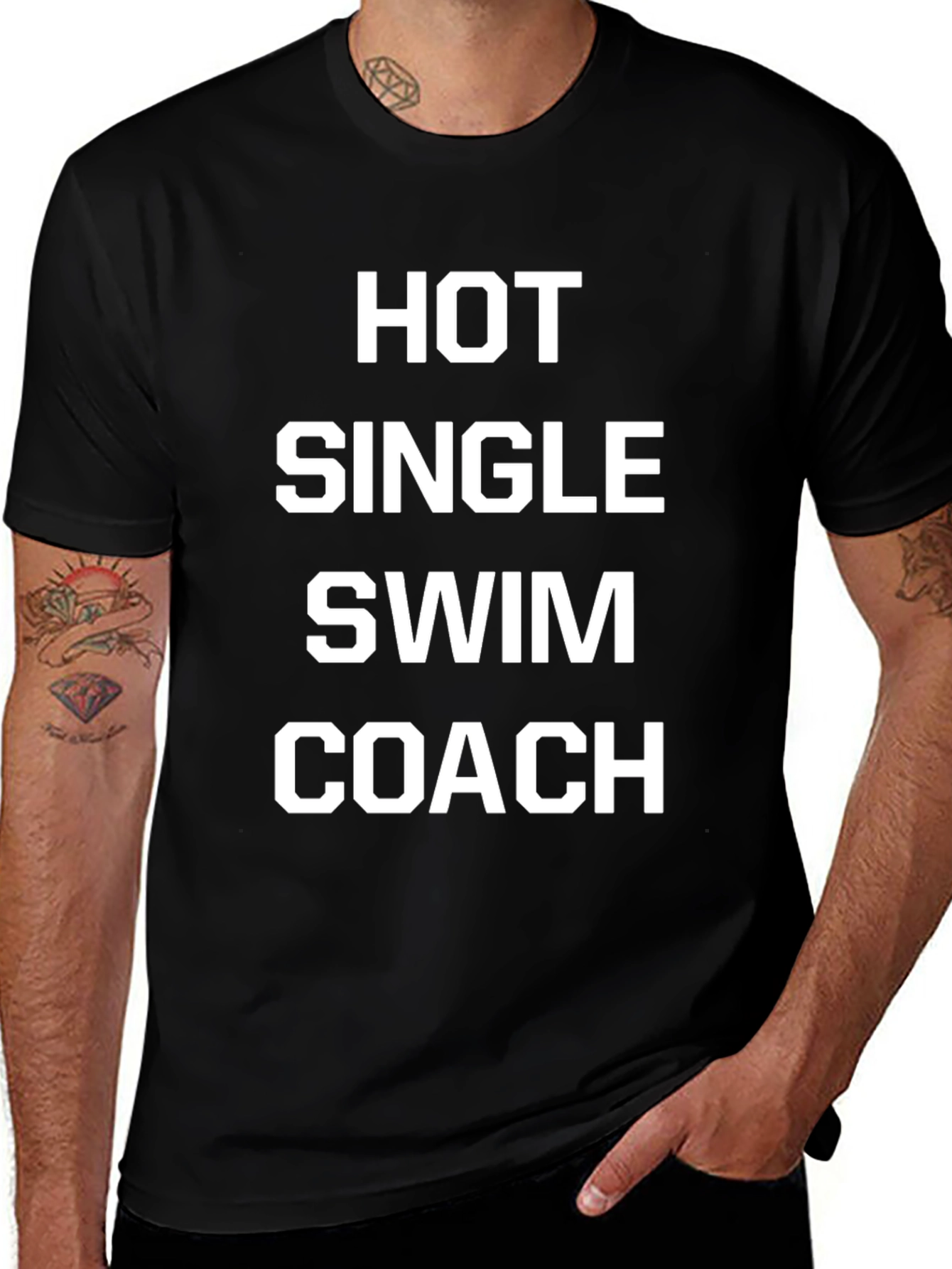 Hot Single Swim Coach T-Shirt - Novelty Graphic Tee