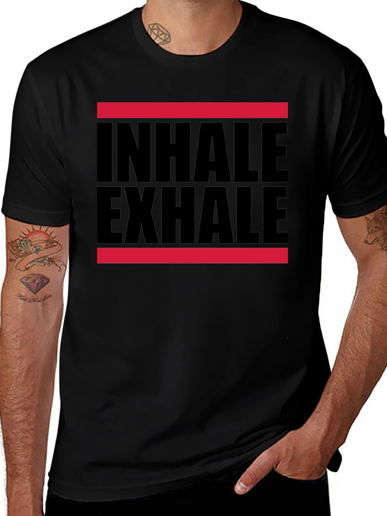 Inhale Exhale Graphic T-Shirt - Black