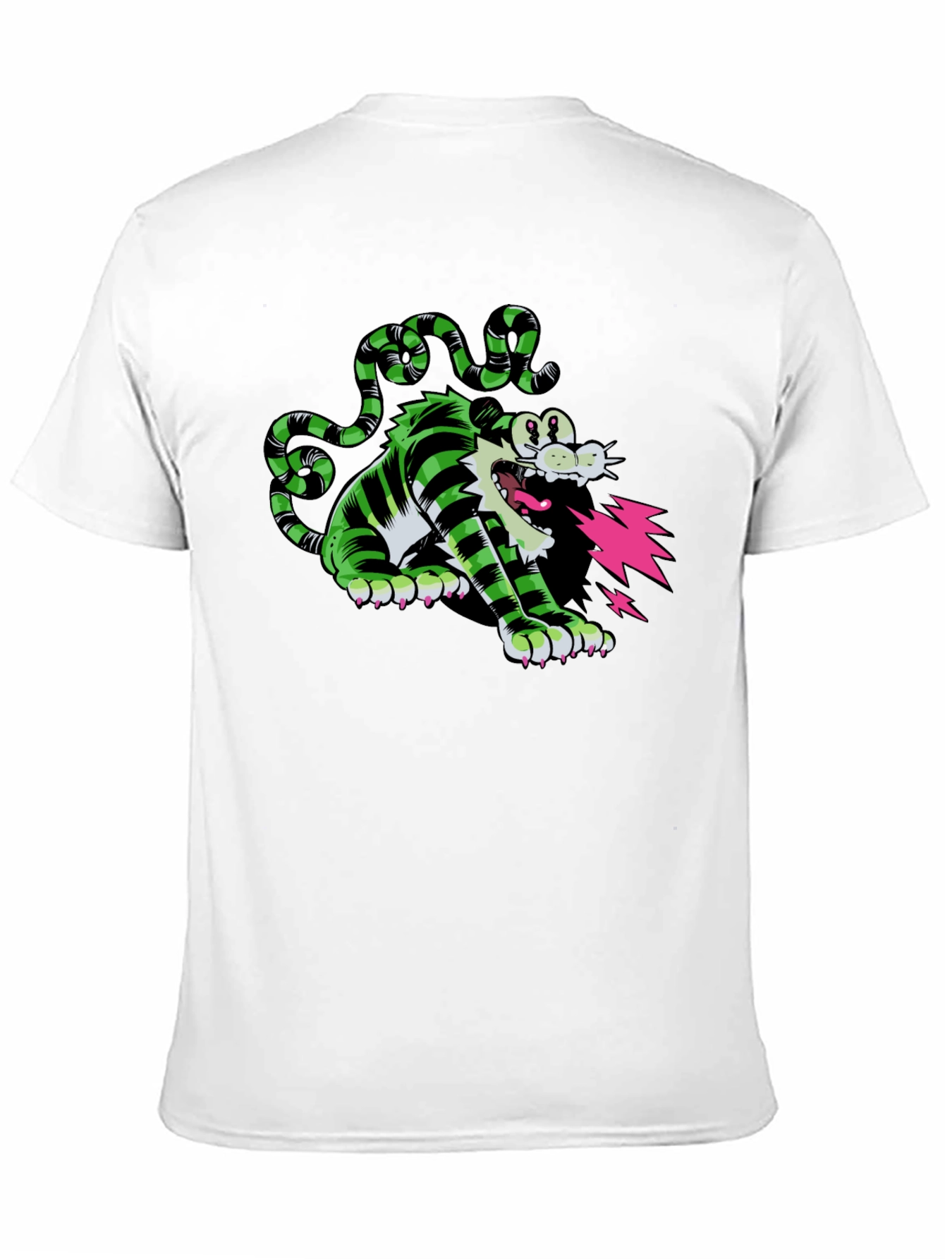 Cartoon Cat T-Shirt - Green and Black