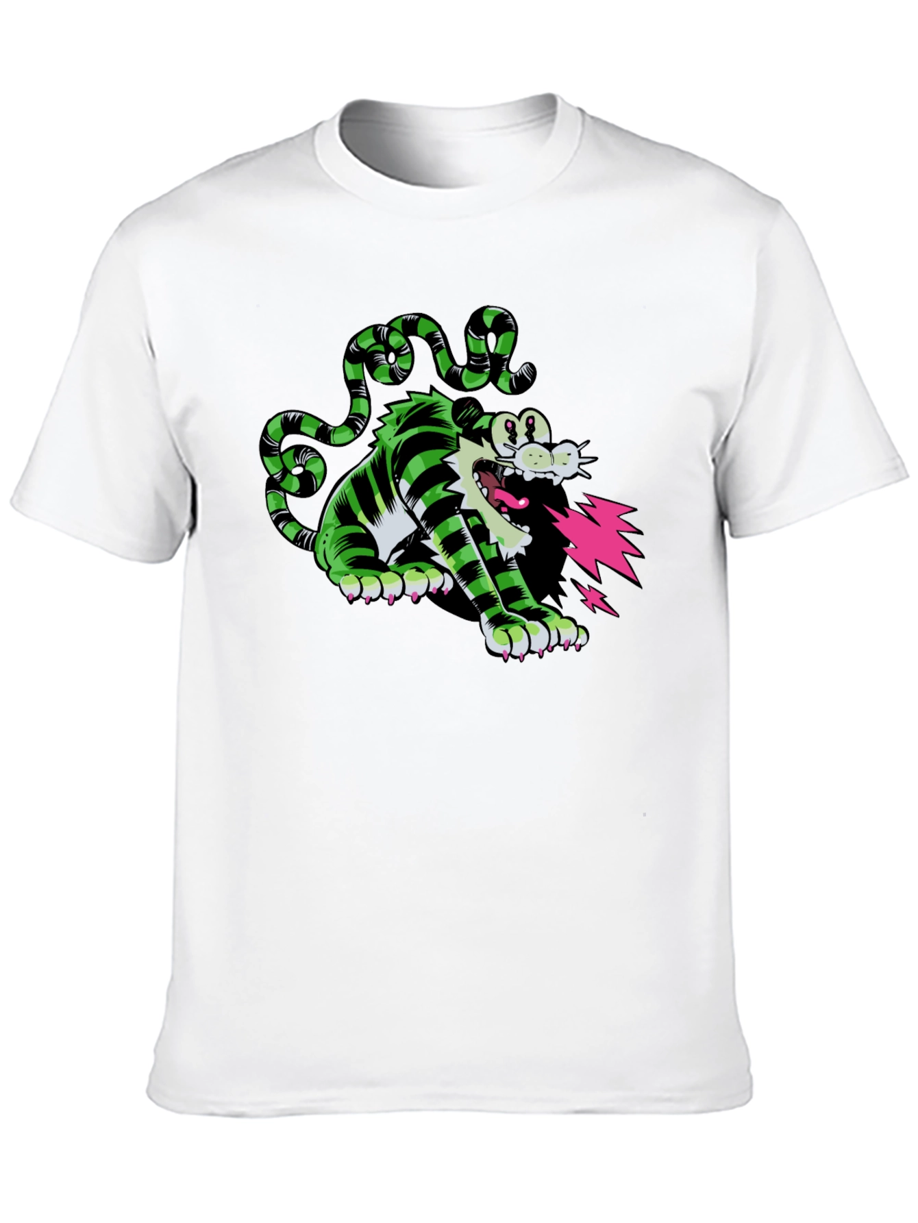 Cartoon Cat T-Shirt - Green and Black