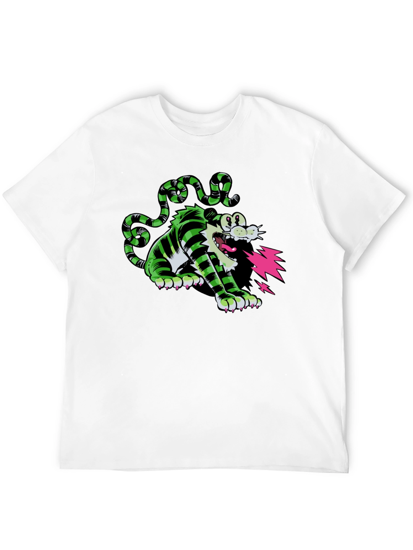 Cartoon Cat T-Shirt - Green and Black