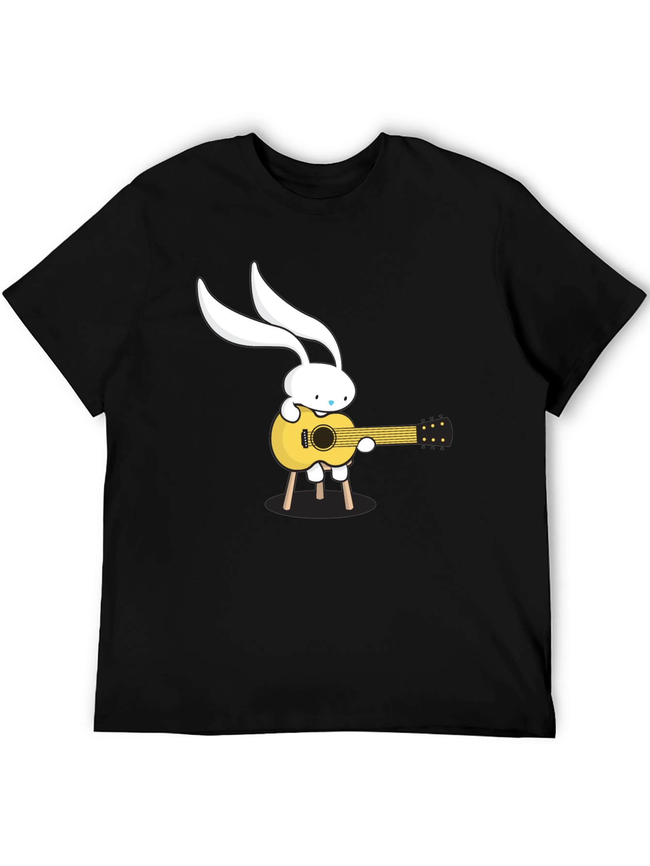 Bunny Guitarist Graphic Tee - Black Cotton T-Shirt