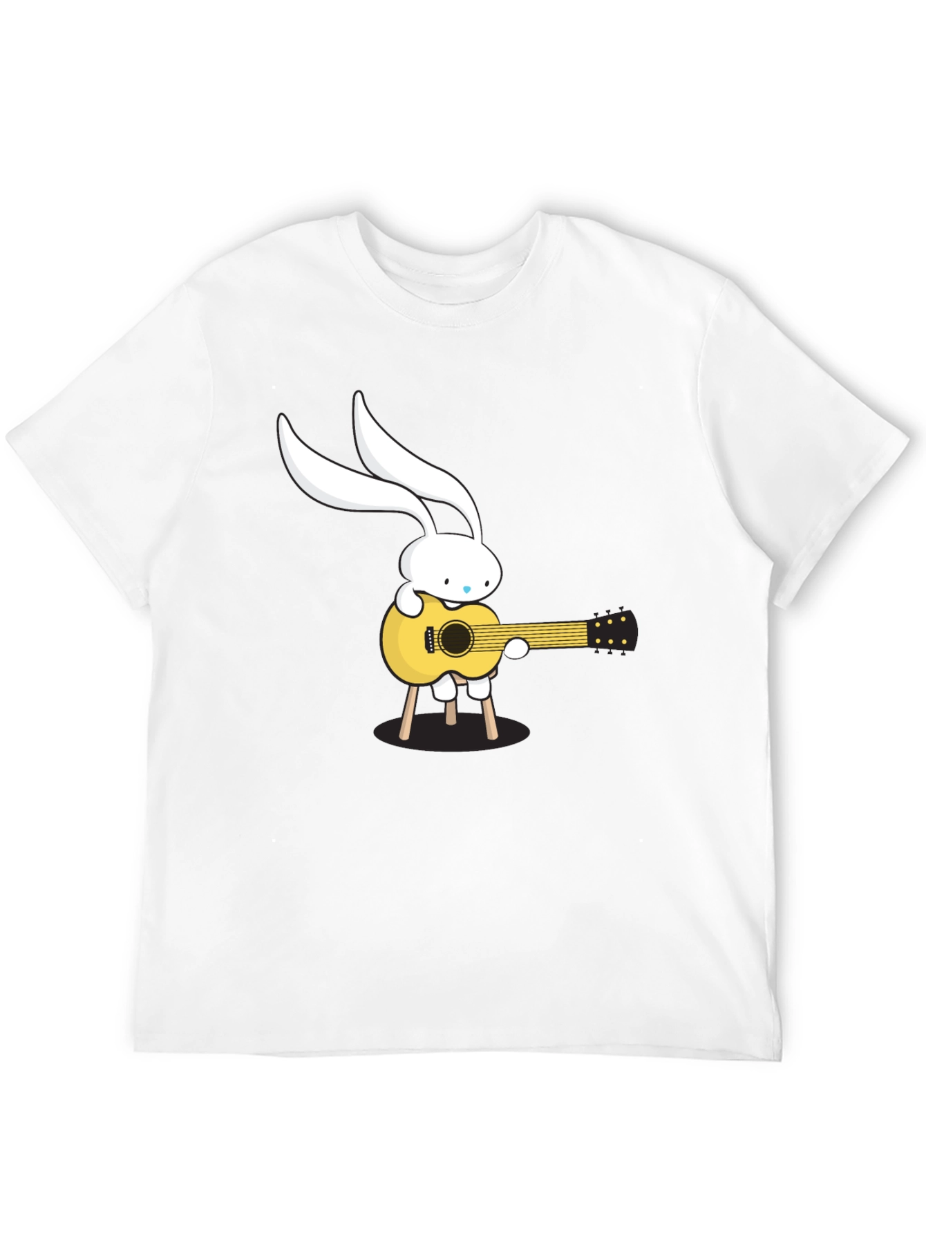 Bunny Guitarist Graphic Tee - Black Cotton T-Shirt