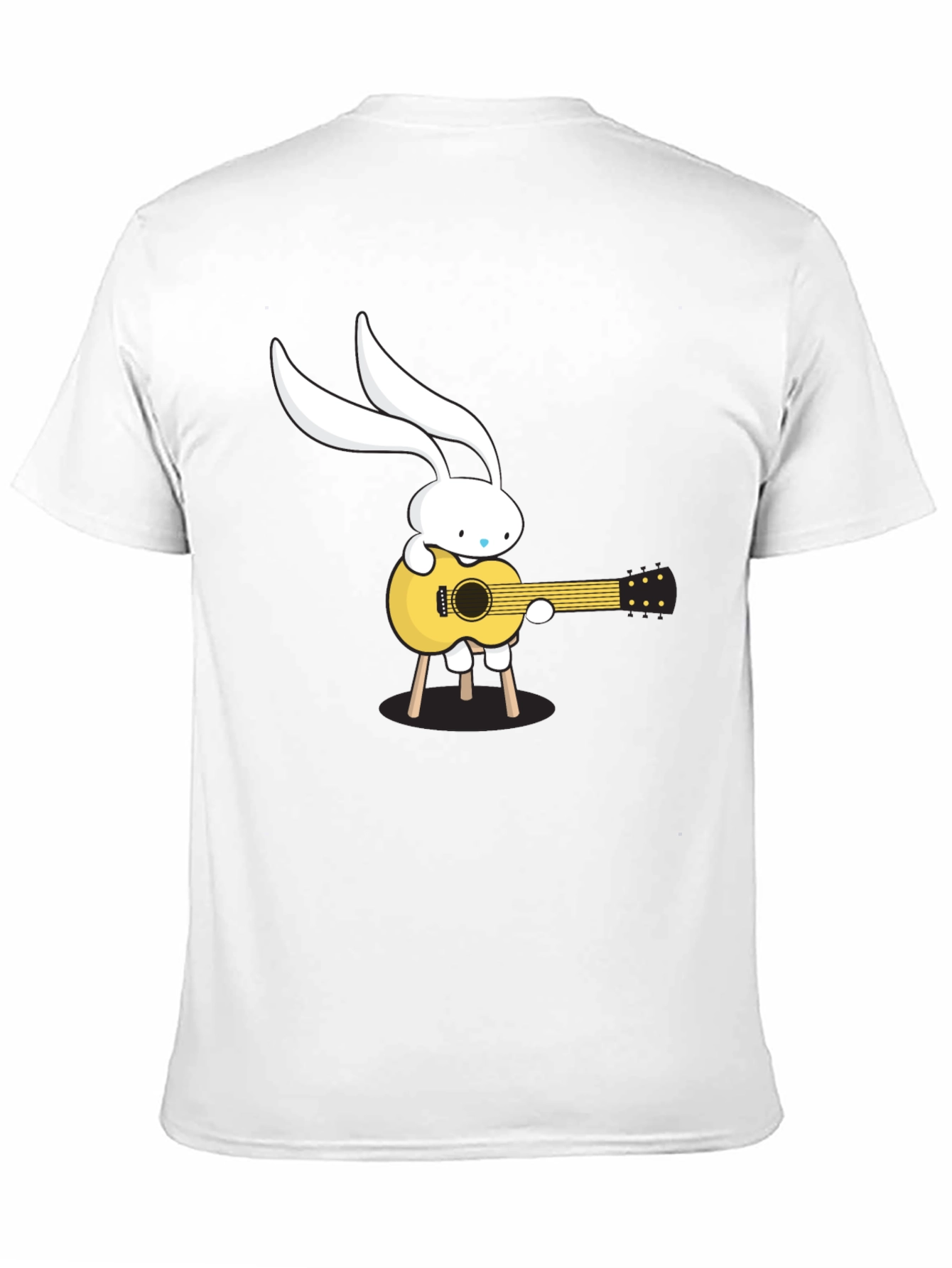 Bunny Guitarist Graphic Tee - Black Cotton T-Shirt