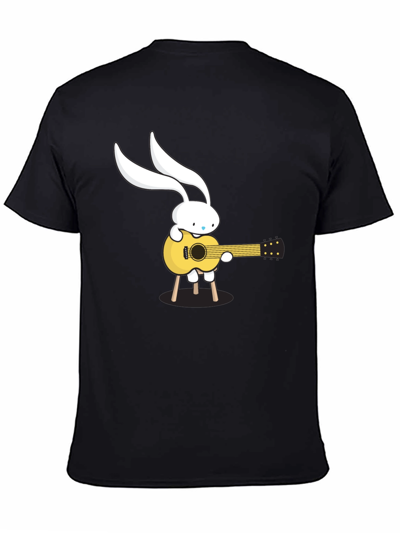 Bunny Guitarist Graphic Tee - Black Cotton T-Shirt