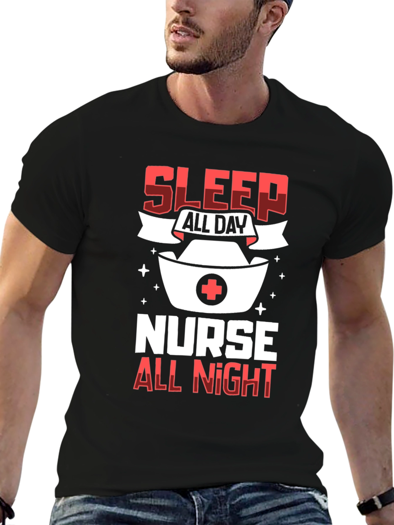 Sleep All Day Nurse All Night Graphic T-Shirt