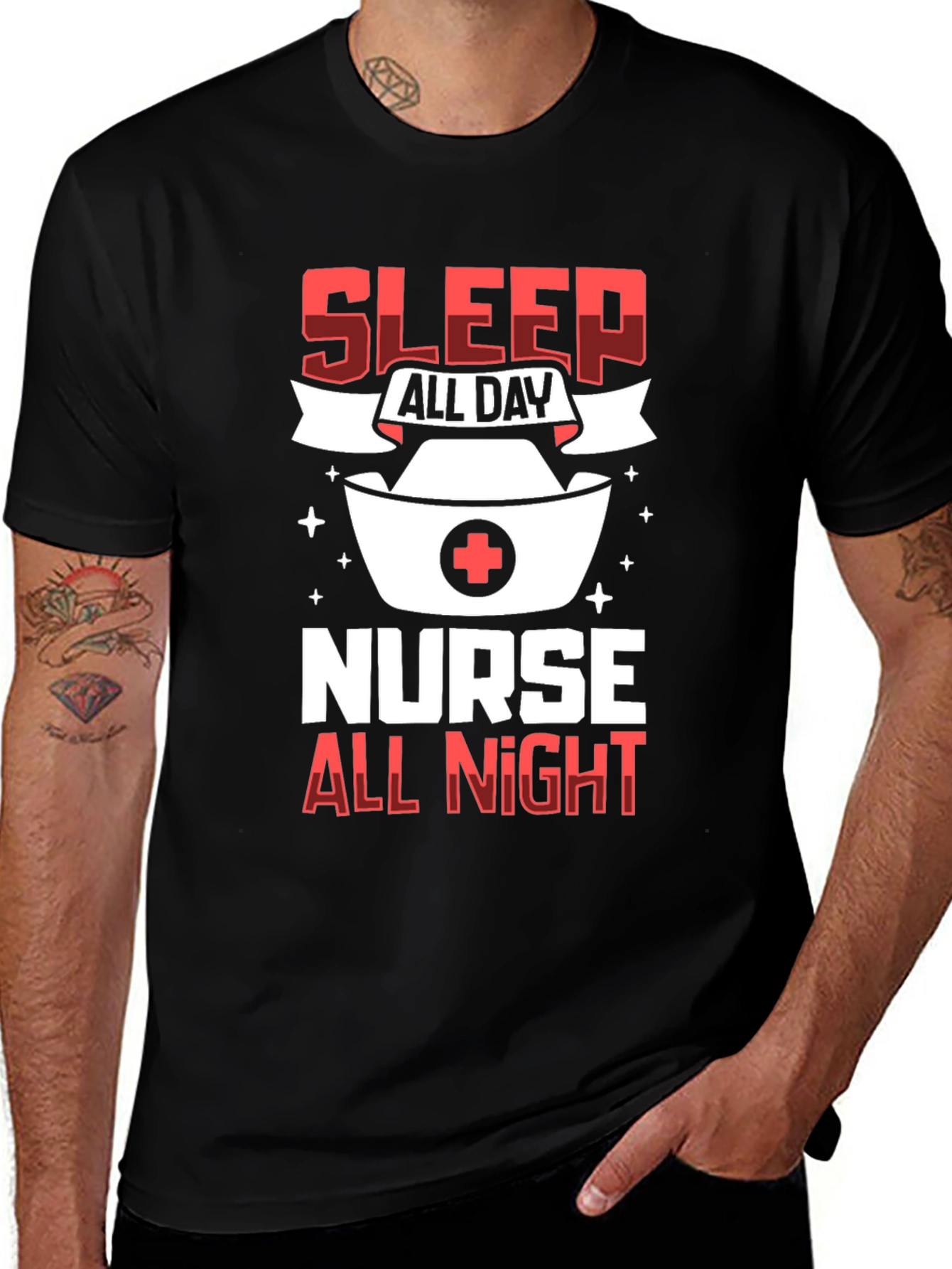Sleep All Day Nurse All Night Graphic T-Shirt