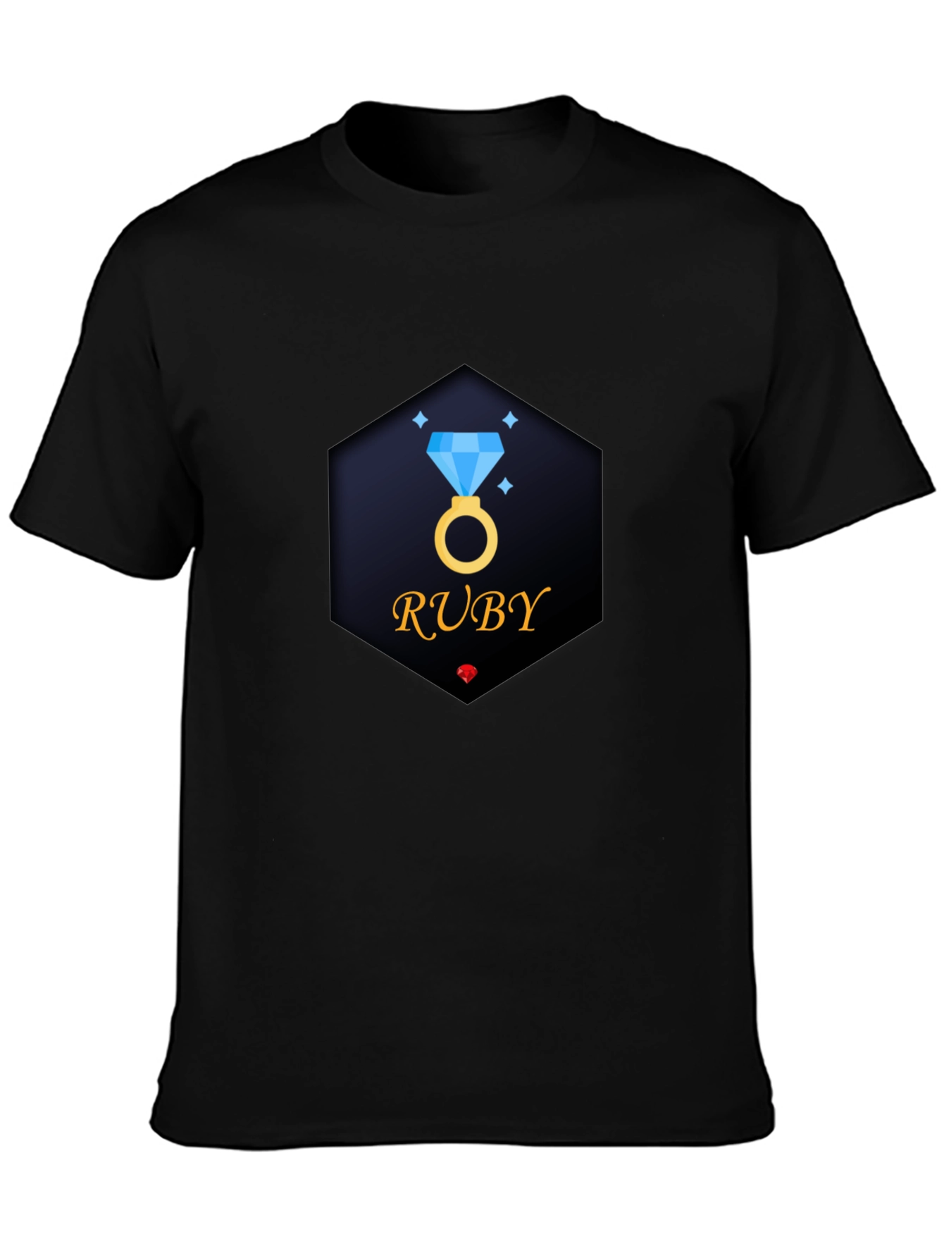 Ruby Diamond Ring Black T-Shirt