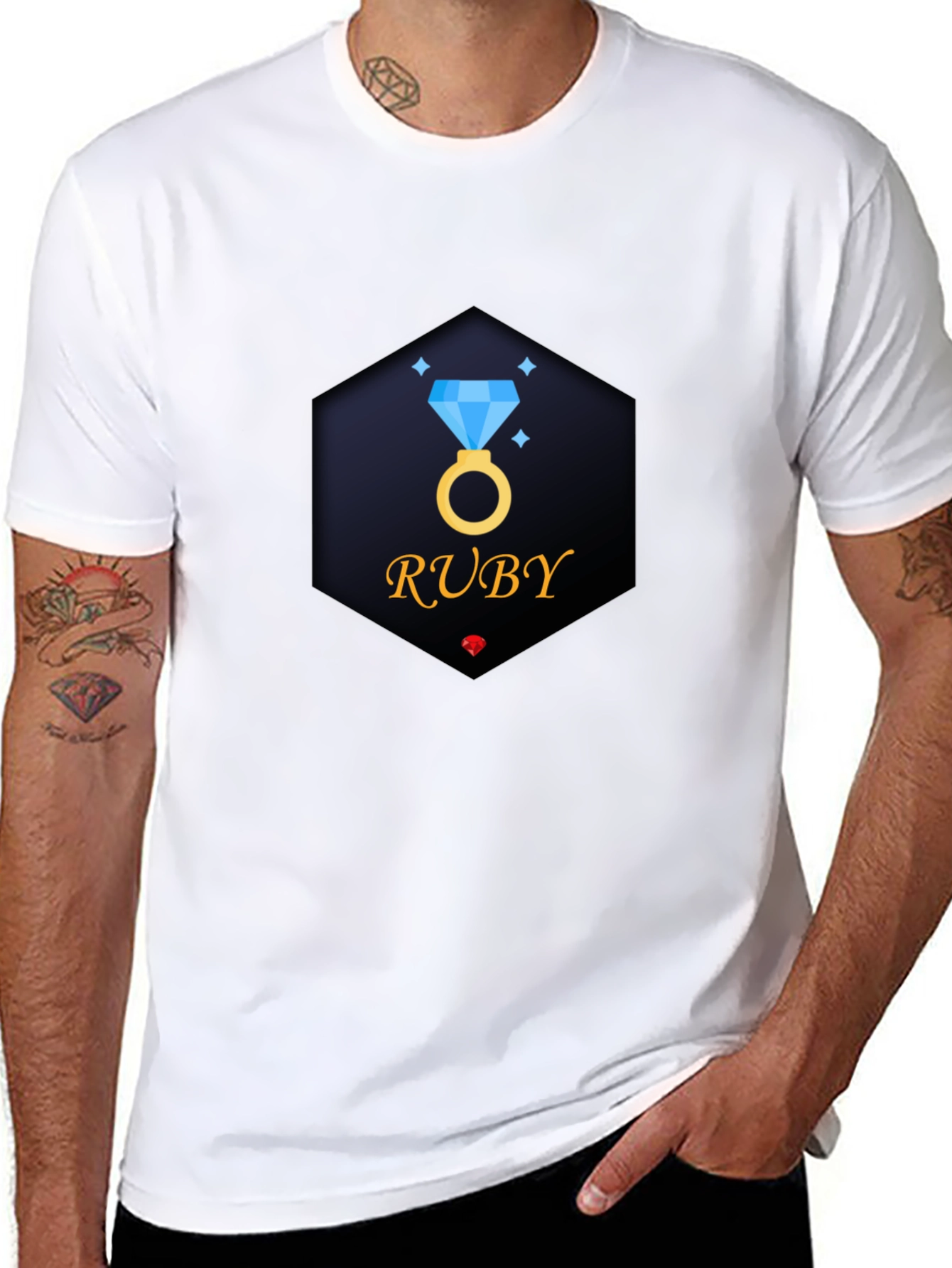 Ruby Diamond Ring Black T-Shirt