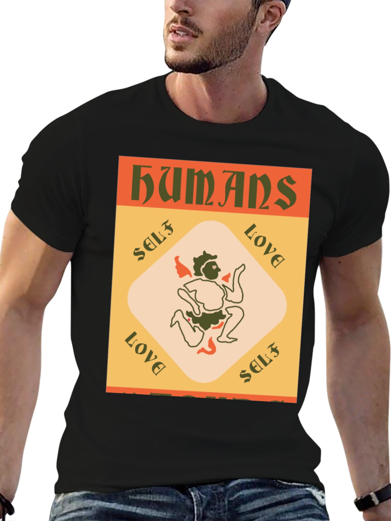 Humans Self Love T-Shirt Black Cotton Tee