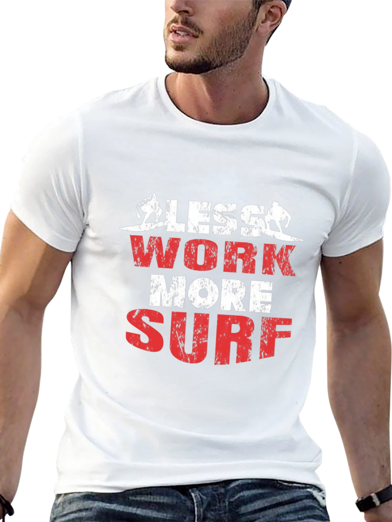 Less Work More Surf Black Graphic Tee