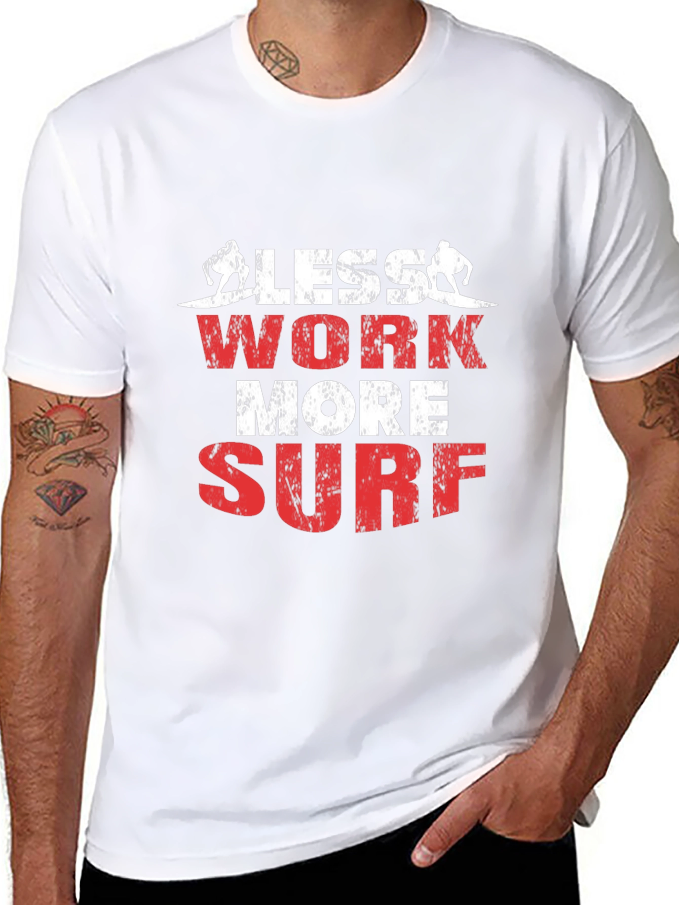 Less Work More Surf Black Graphic Tee