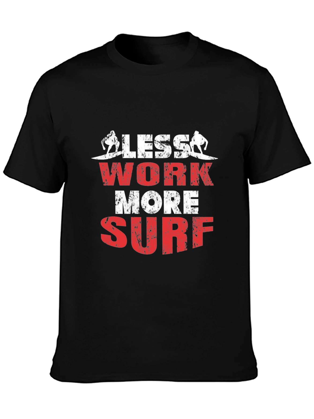 Less Work More Surf Black Graphic Tee