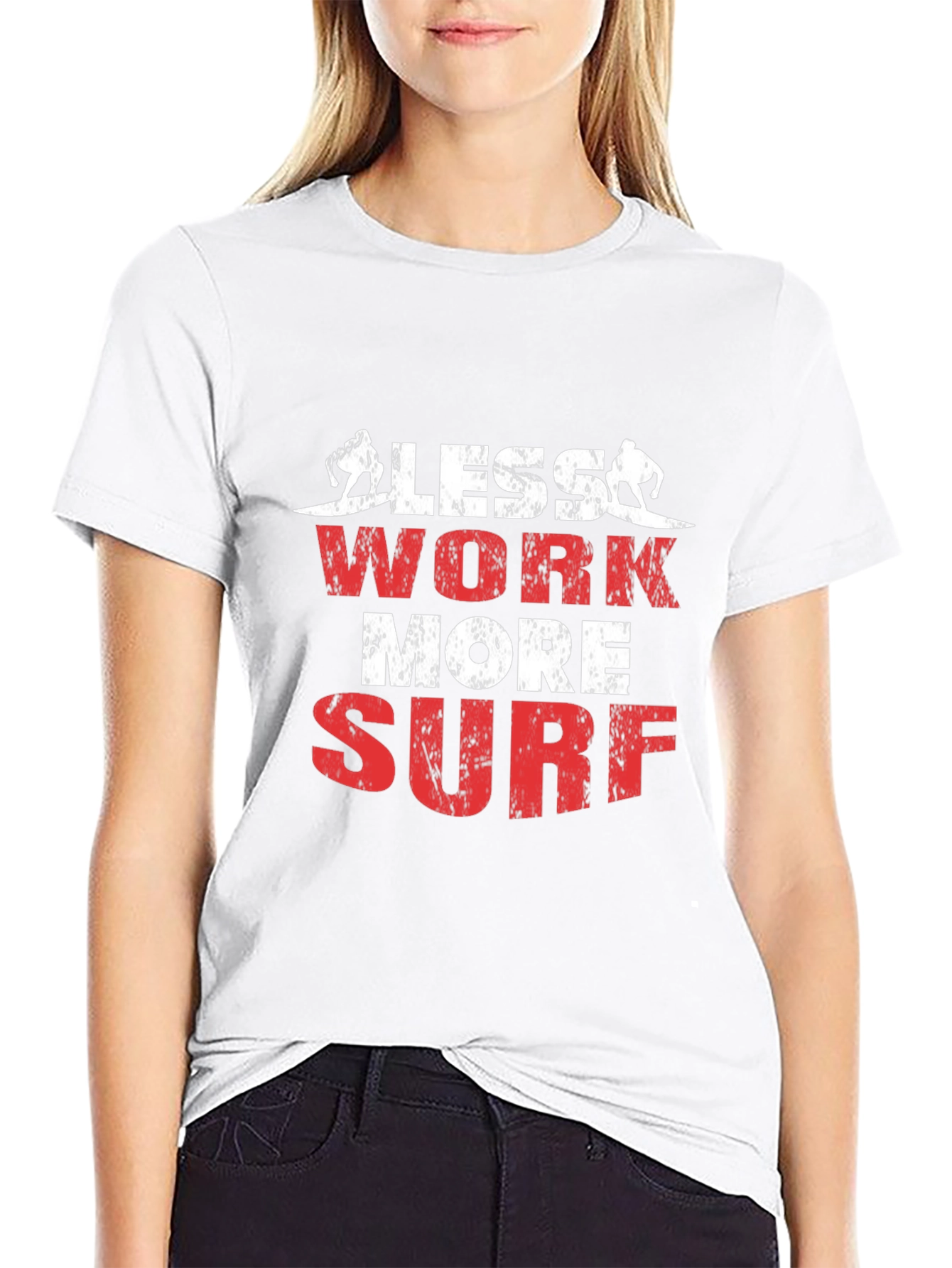 Less Work More Surf Black Graphic Tee