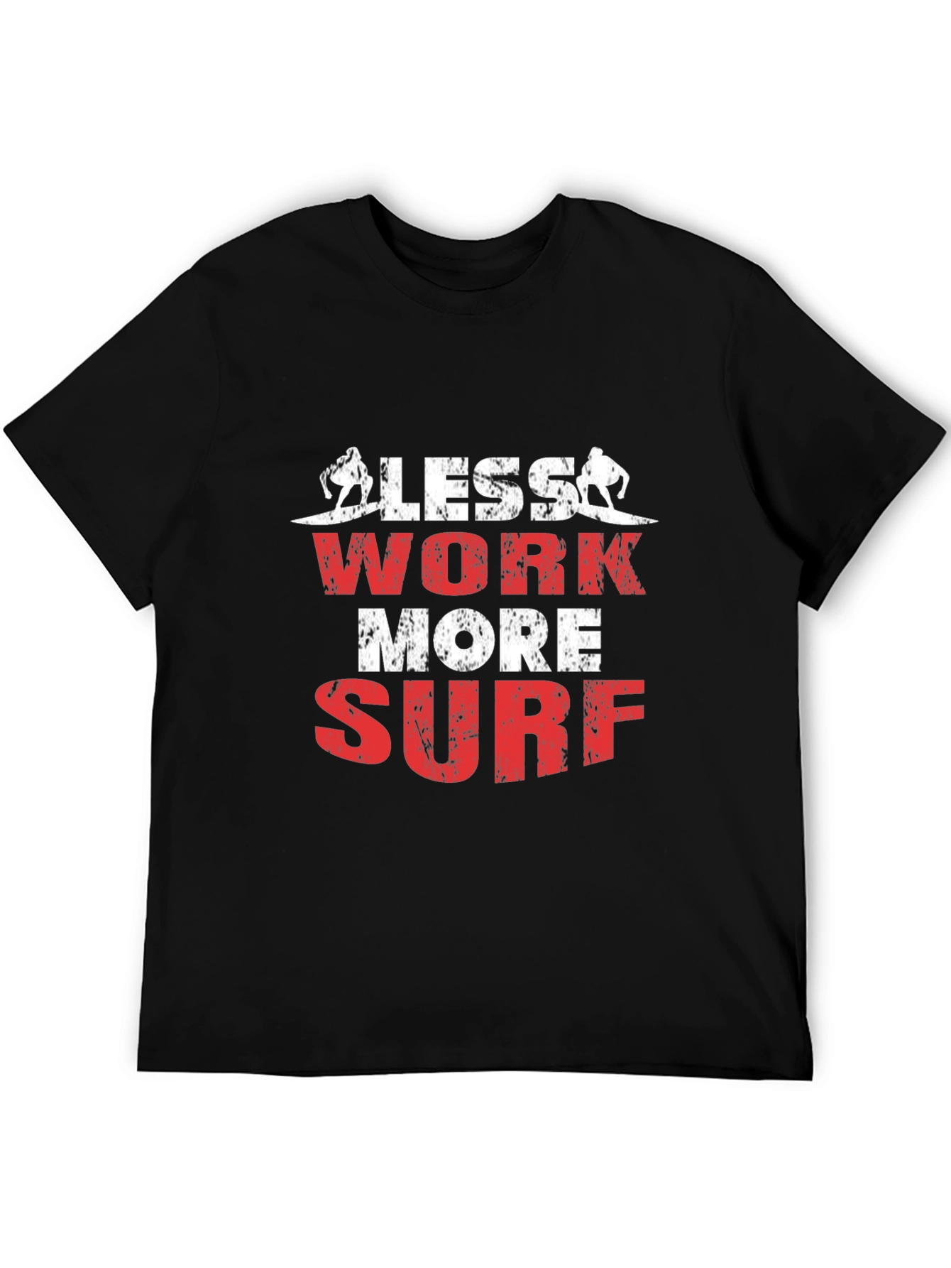 Less Work More Surf Black Graphic Tee