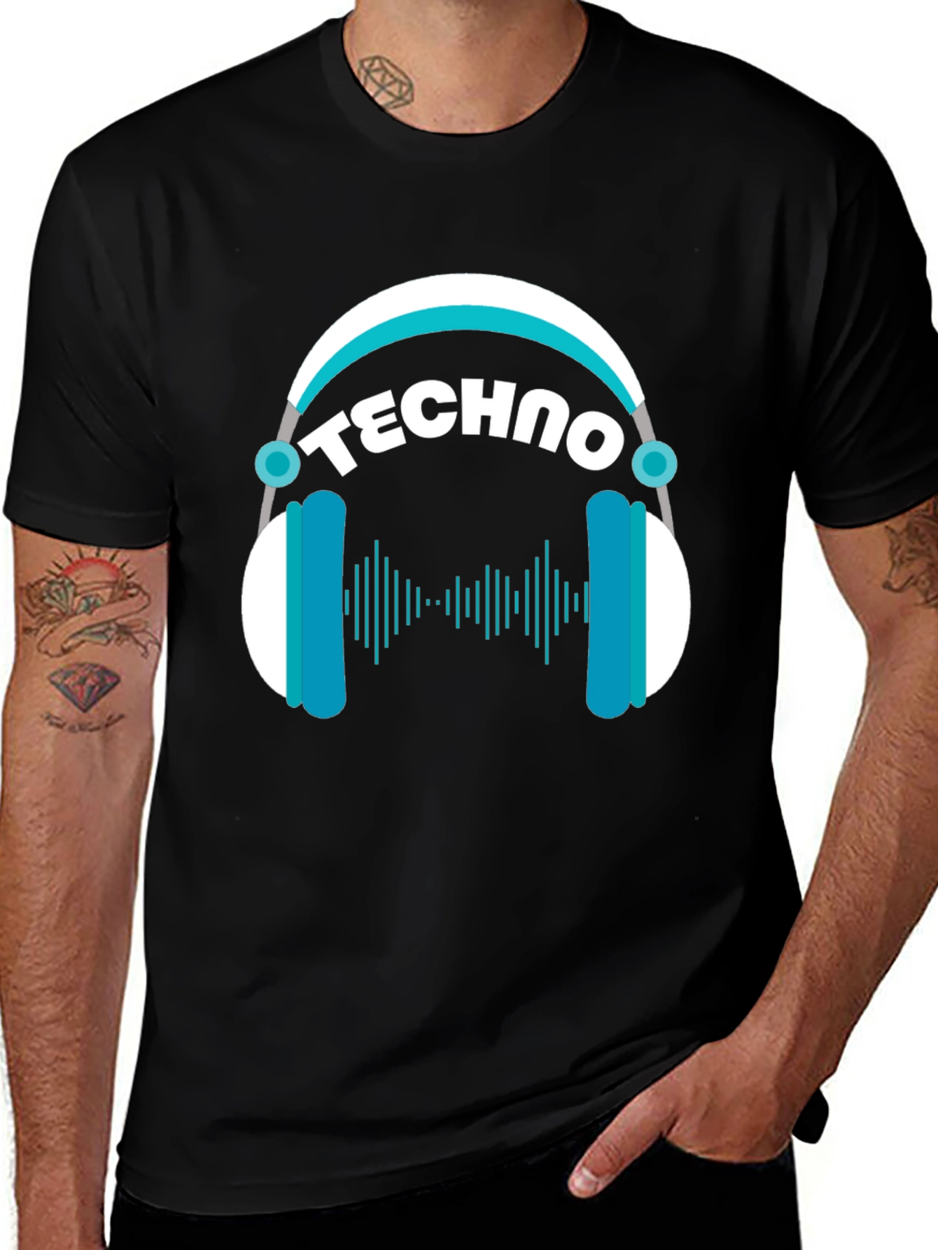 Techno Headphones Graphic T-Shirt
