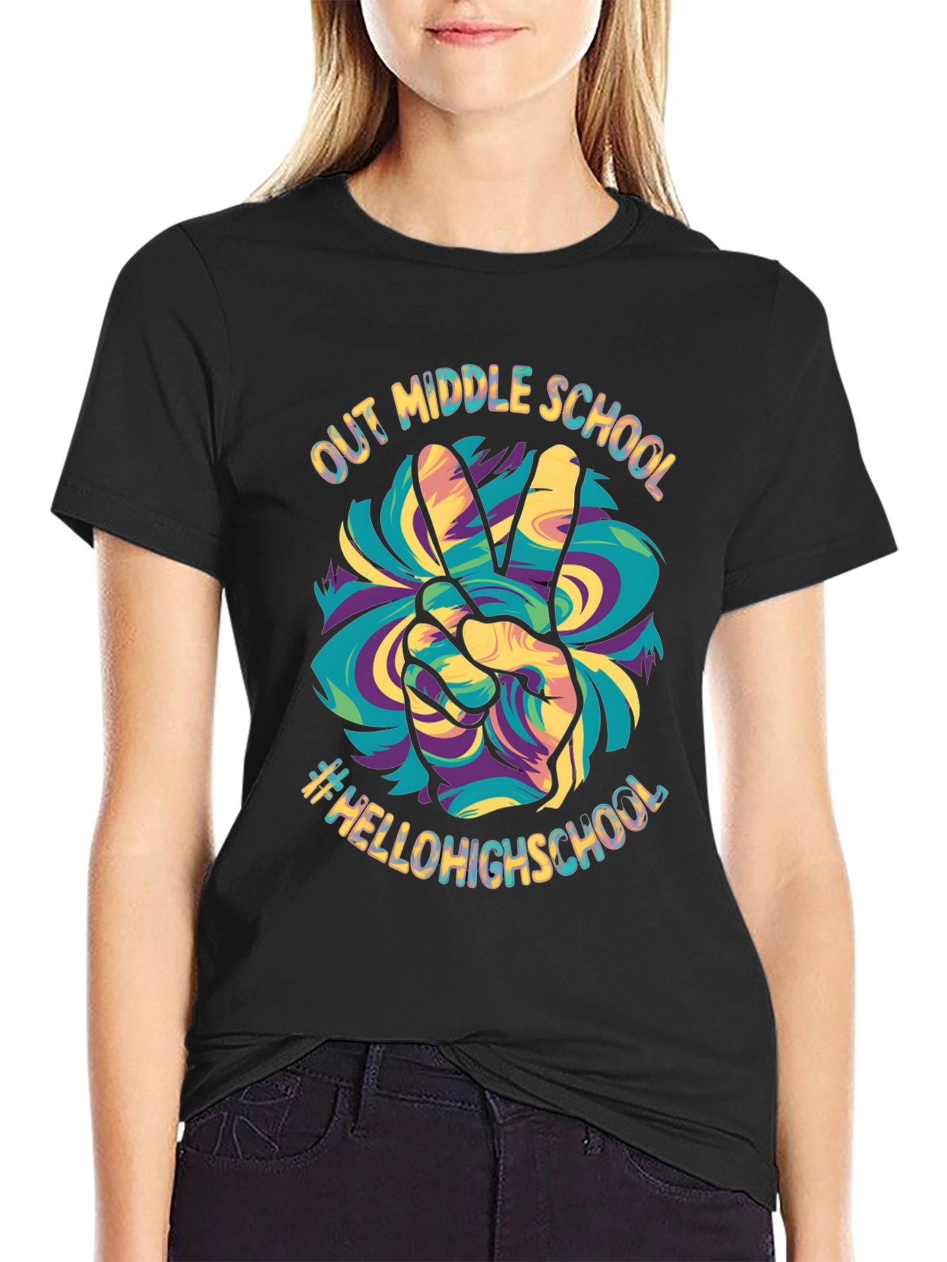 Out Middle School Peace Sign Graphic Tee