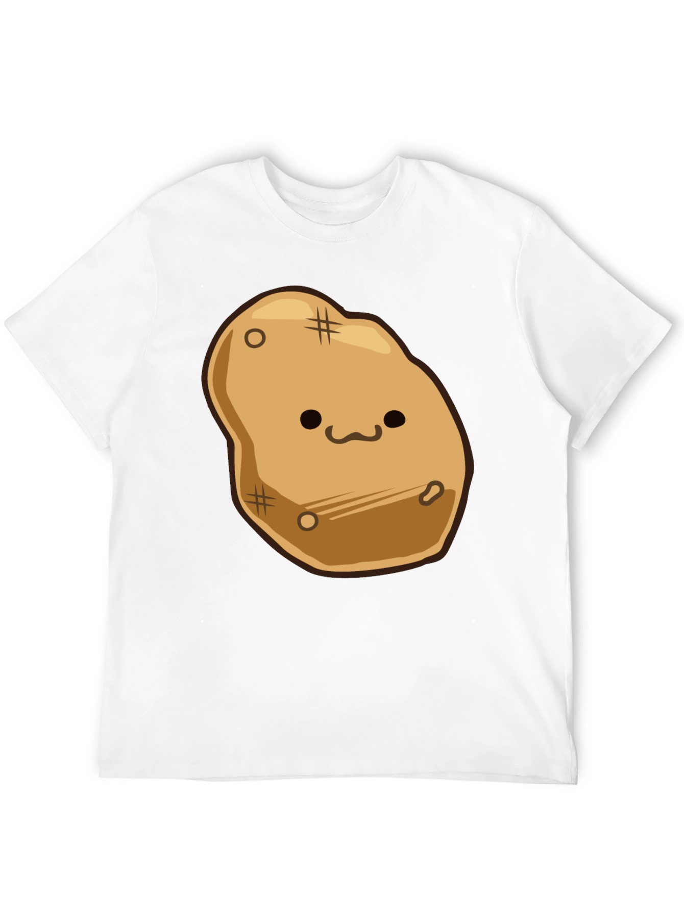 Cute Potato Graphic Print Black T-Shirt