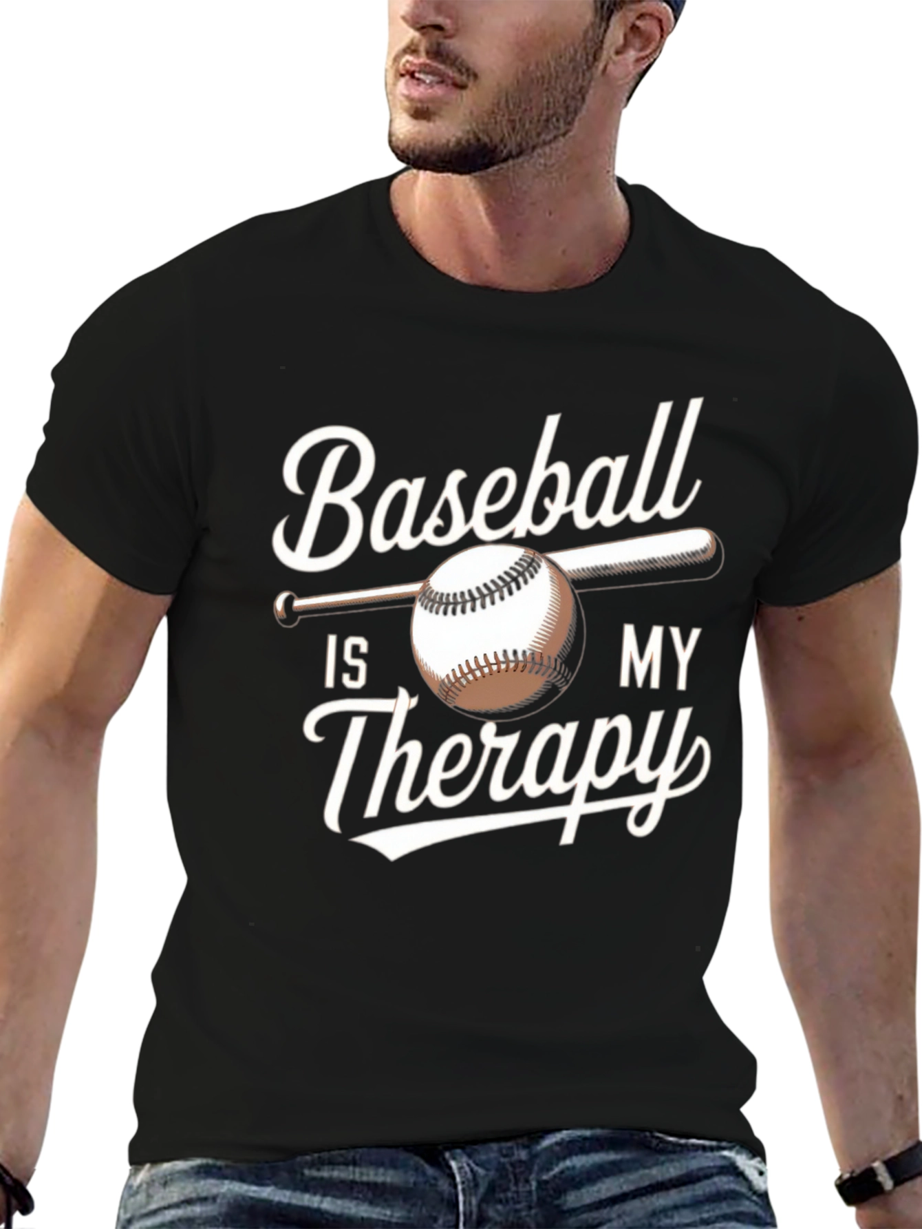 Baseball Is My Therapy T-Shirt | Black Tee