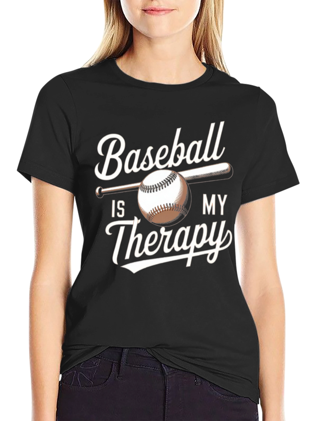 Baseball Is My Therapy T-Shirt | Black Tee