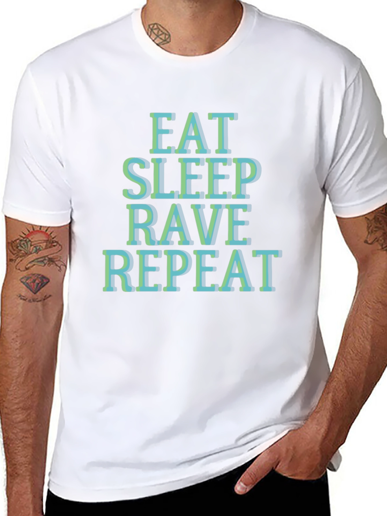 Eat Sleep Rave Repeat T-Shirt - Black Graphic Tee
