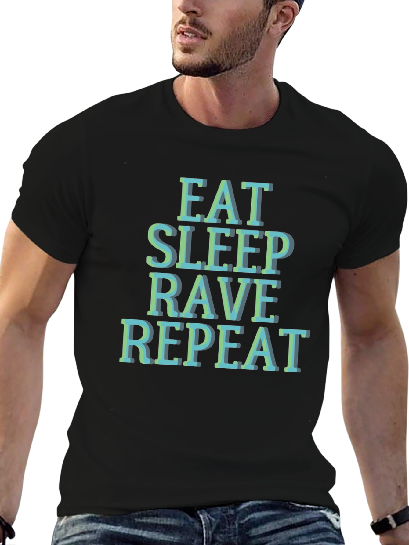 Eat Sleep Rave Repeat T-Shirt - Black Graphic Tee
