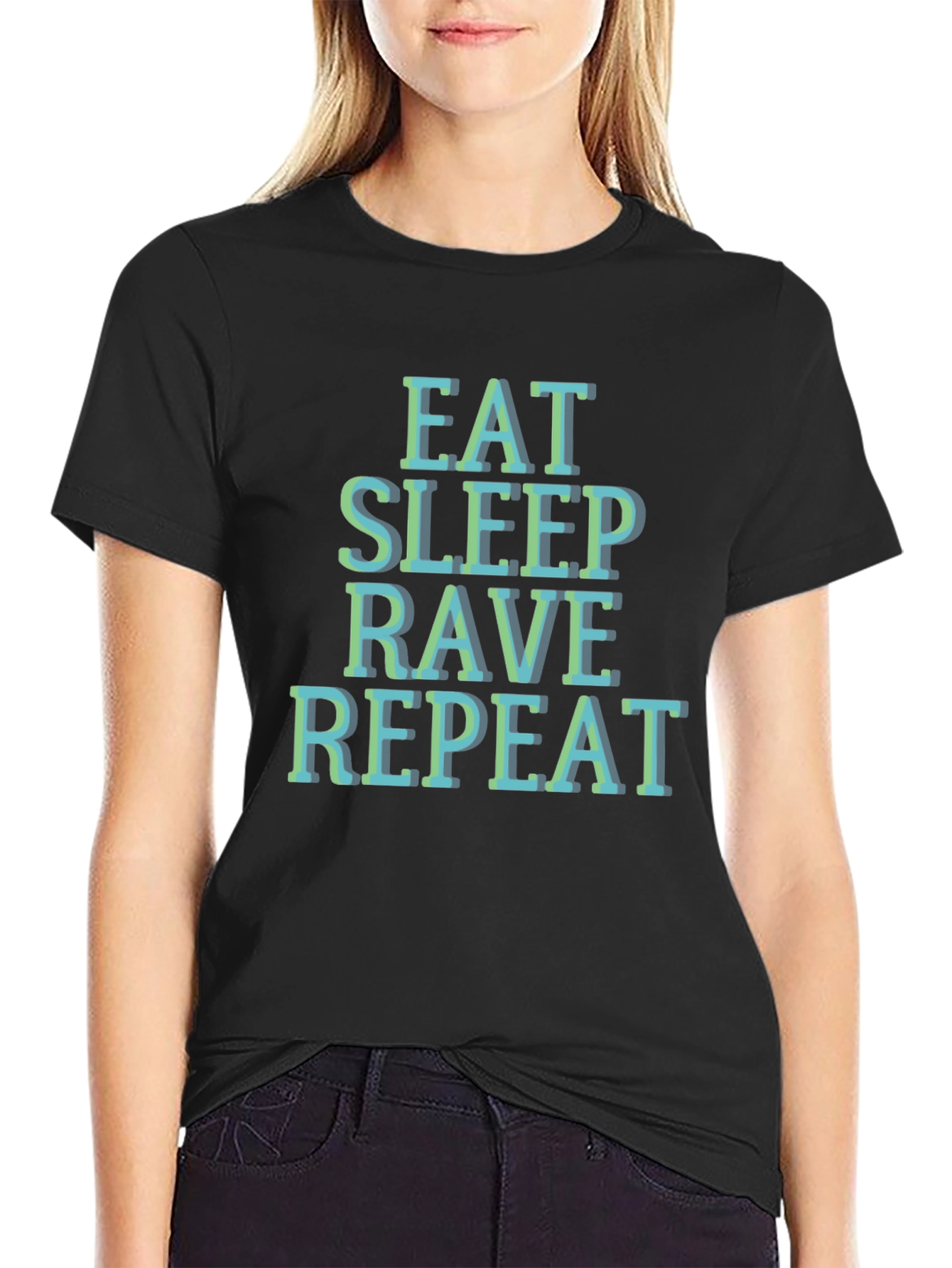 Eat Sleep Rave Repeat T-Shirt - Black Graphic Tee