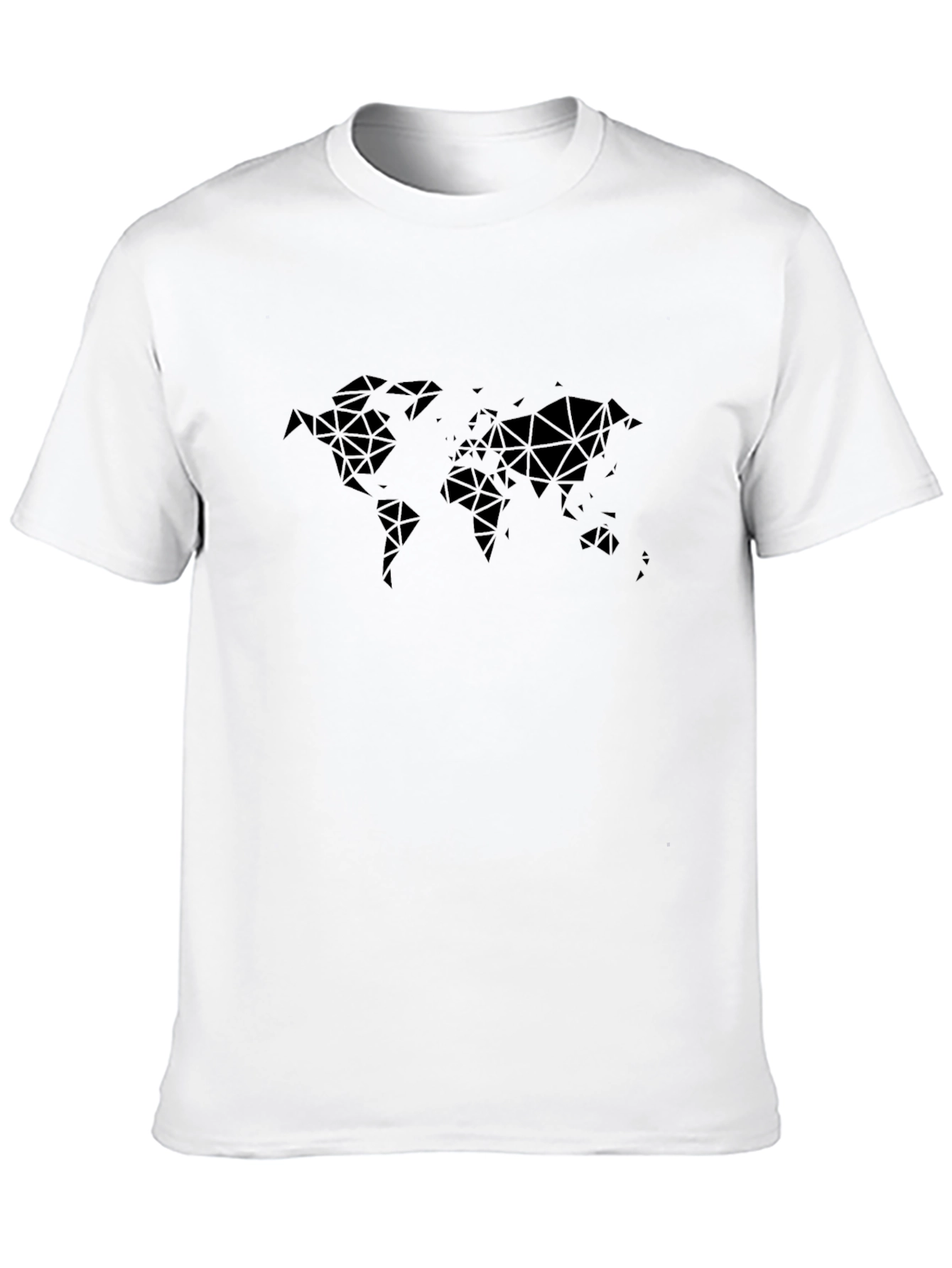 Geometric World Map Tee - Modern Black T-Shirt