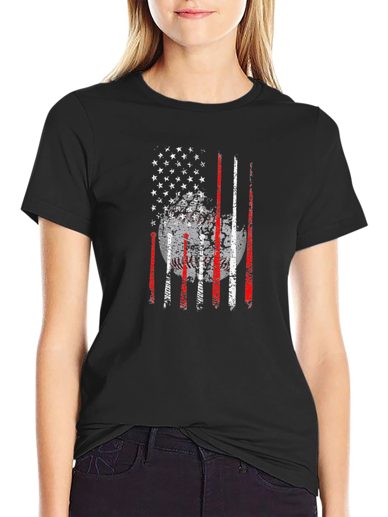 Baseball American Flag Graphic Tee