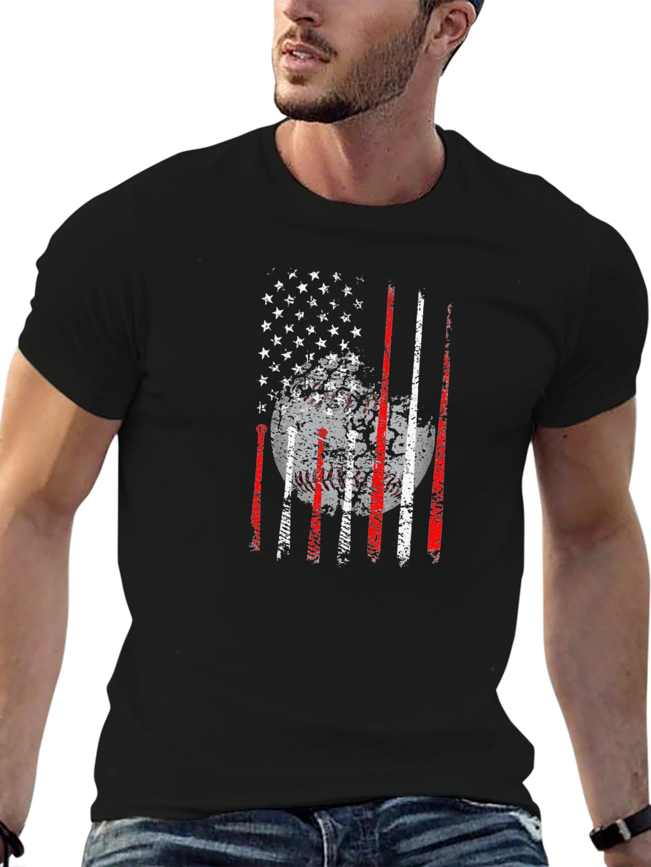 Baseball American Flag Graphic Tee