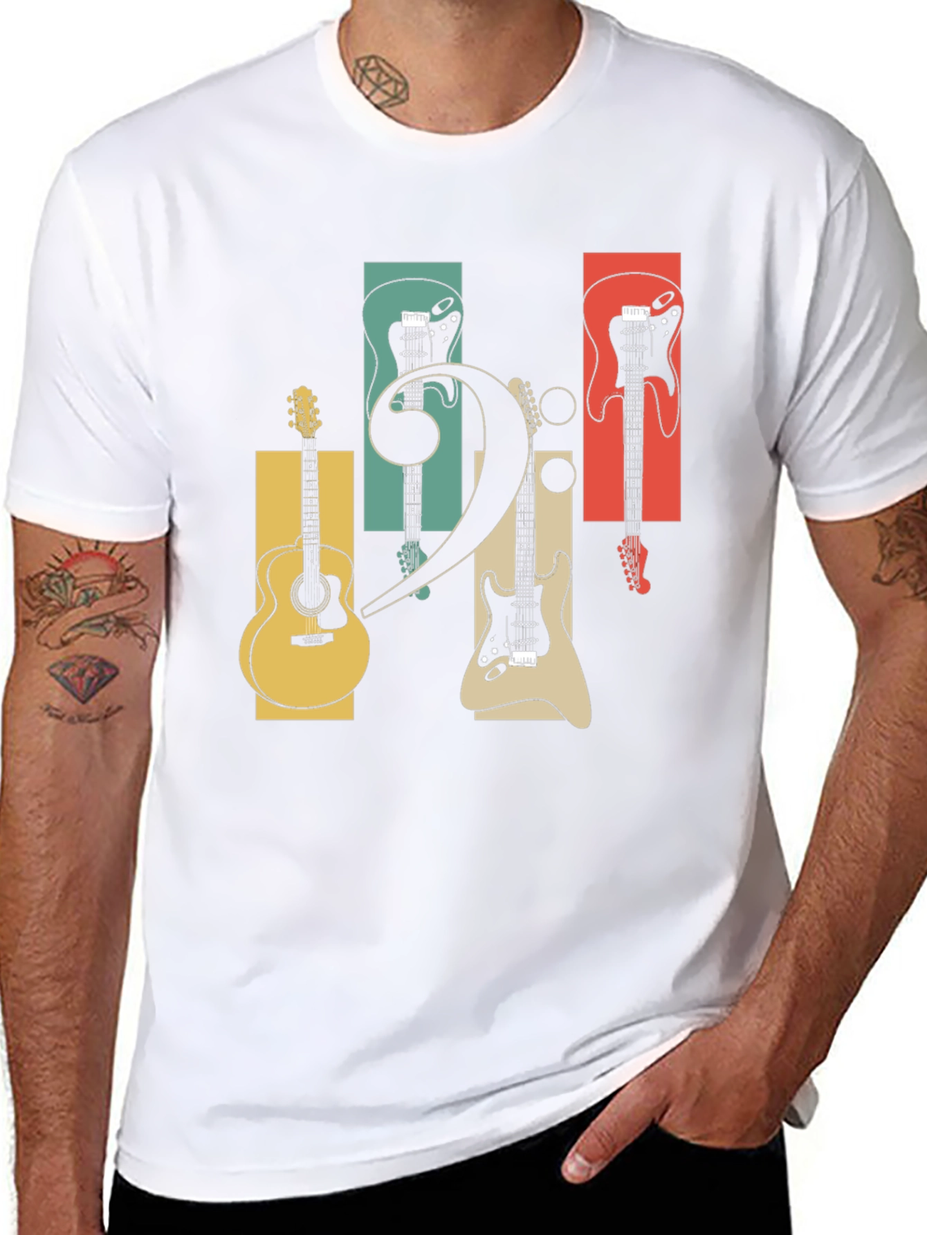 Retro Music Guitar Graphic T-Shirt