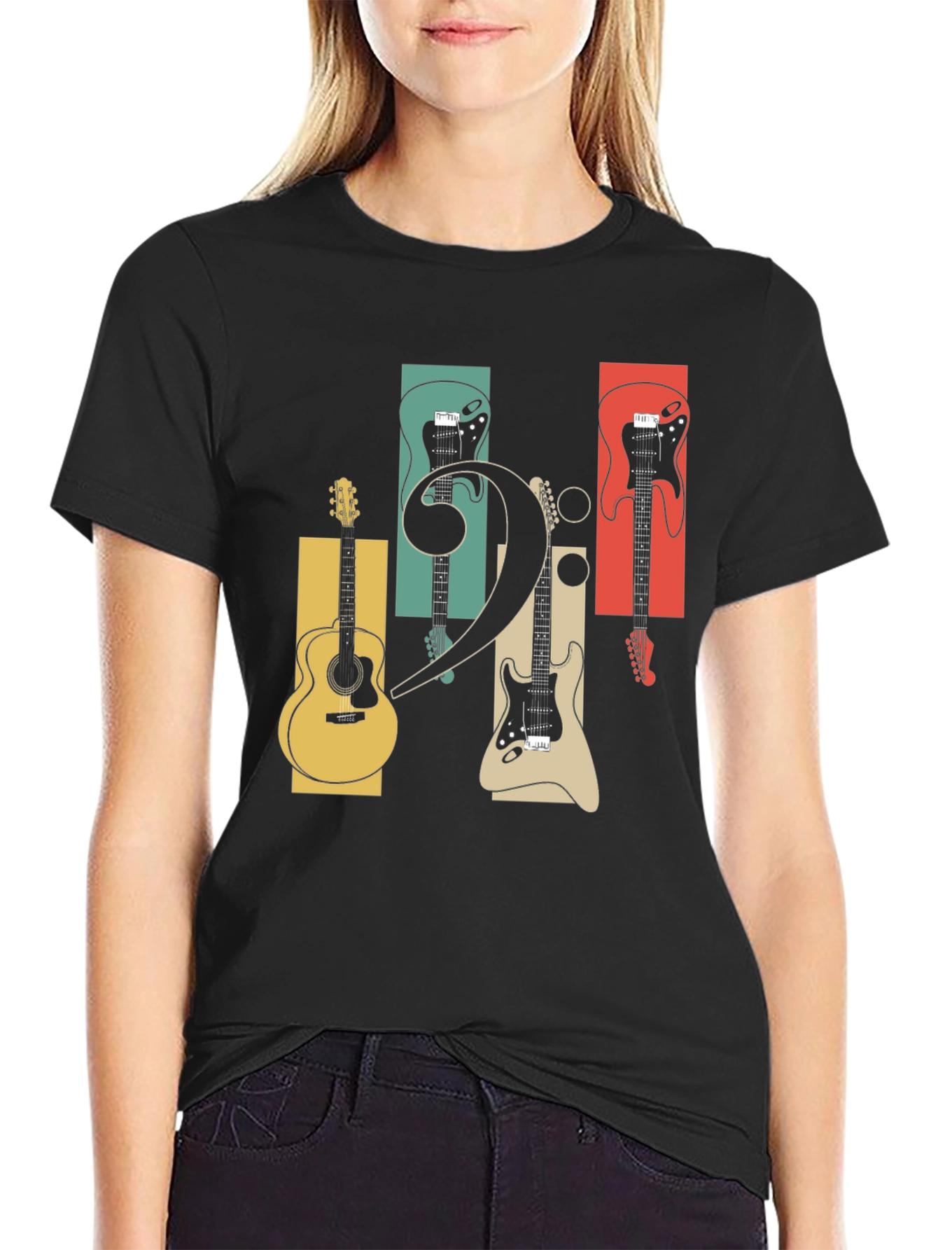 Retro Music Guitar Graphic T-Shirt