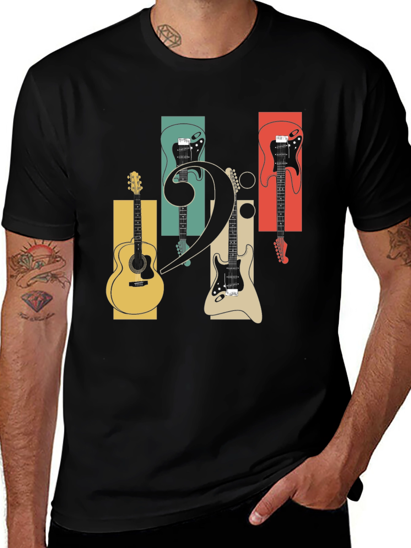 Retro Music Guitar Graphic T-Shirt