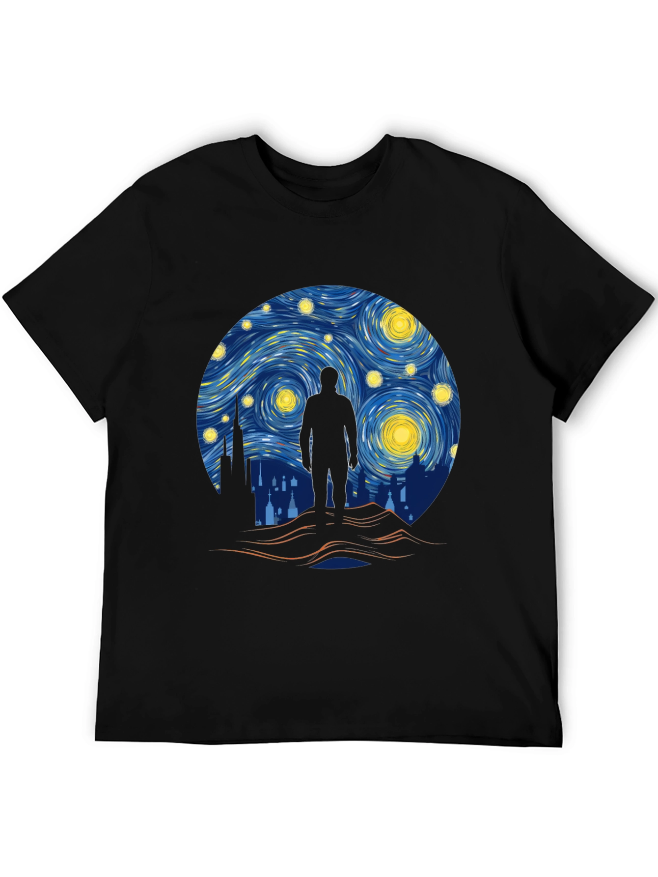 Starry Night Silhouette T-Shirt - Artistic Design
