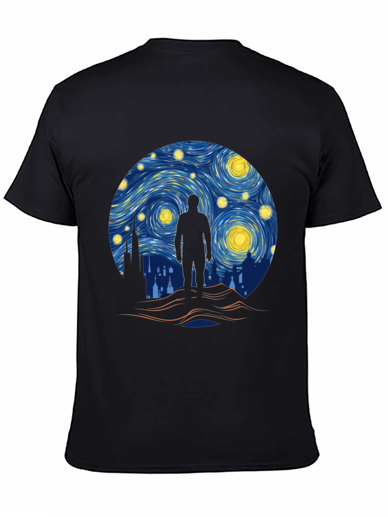 Starry Night Silhouette T-Shirt - Artistic Design