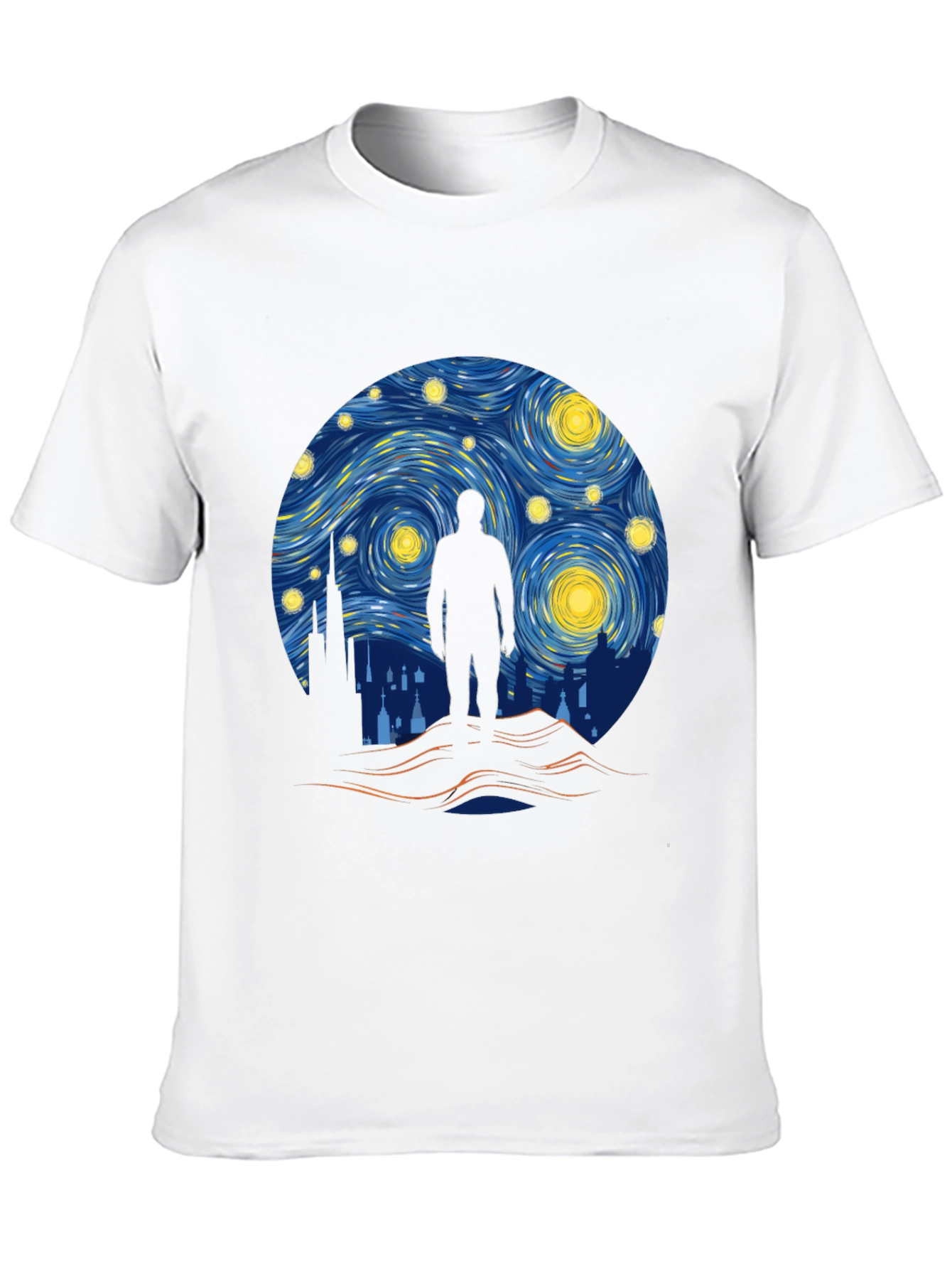 Starry Night Silhouette T-Shirt - Artistic Design