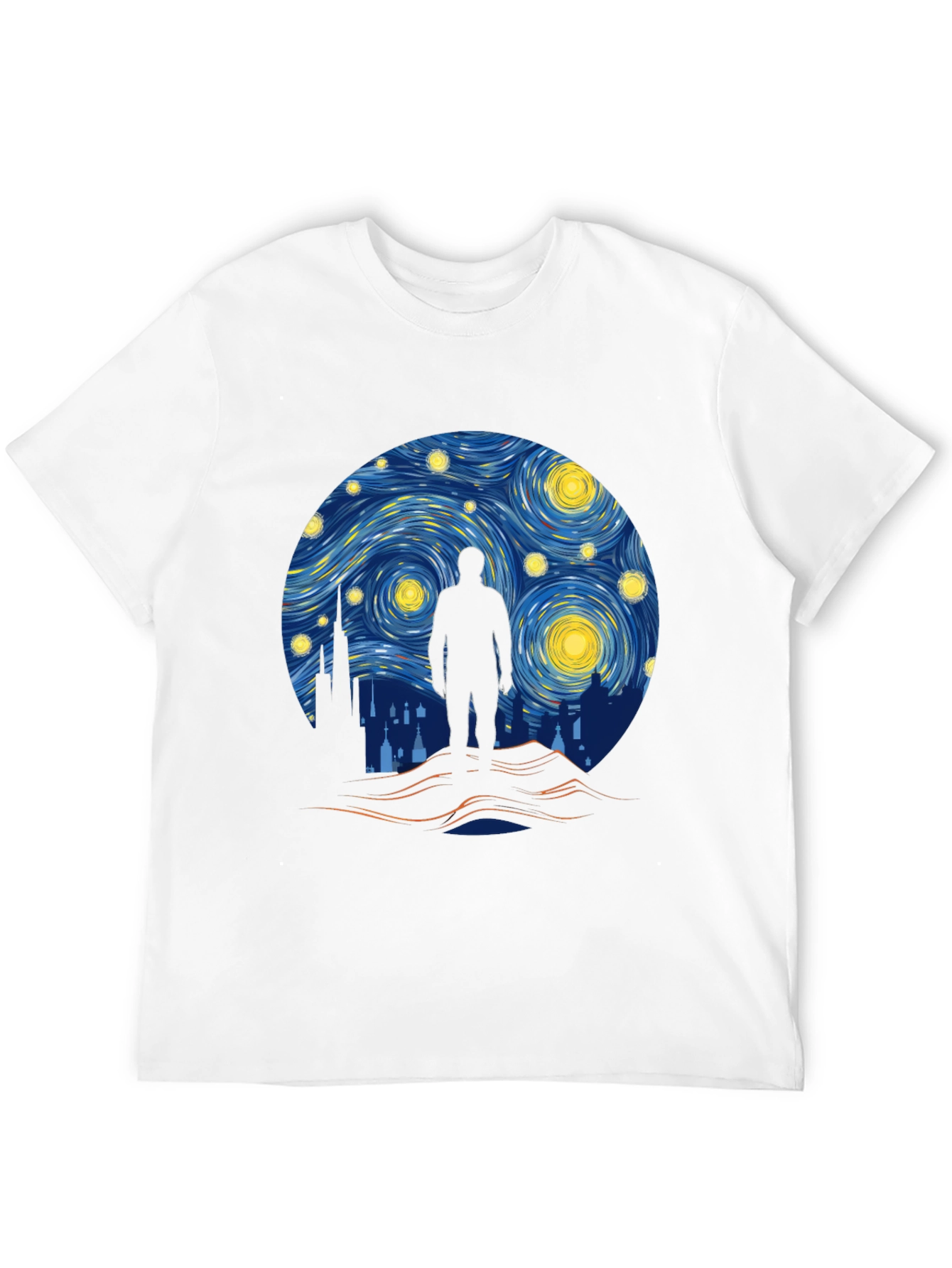 Starry Night Silhouette T-Shirt - Artistic Design