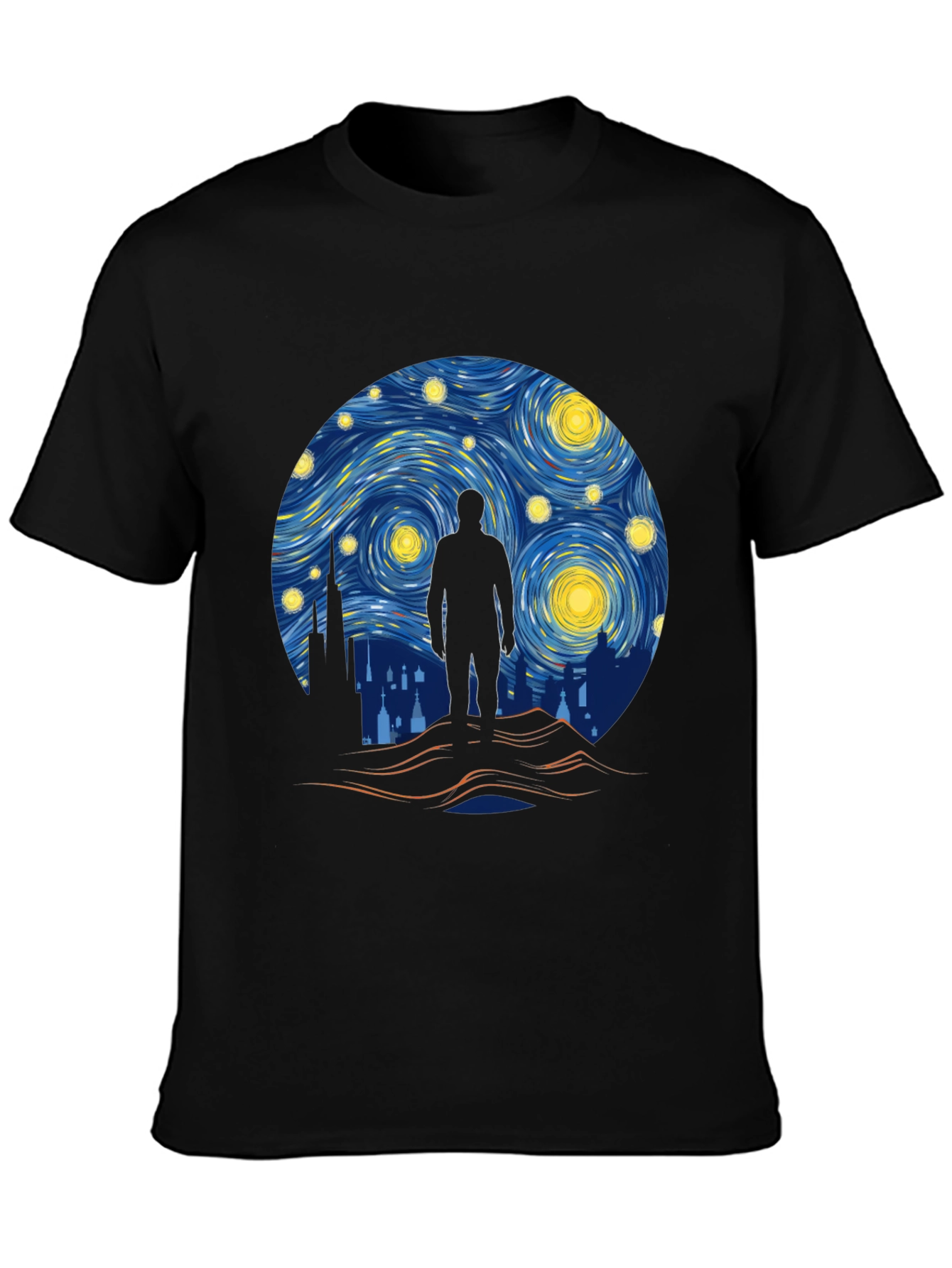 Starry Night Silhouette T-Shirt - Artistic Design