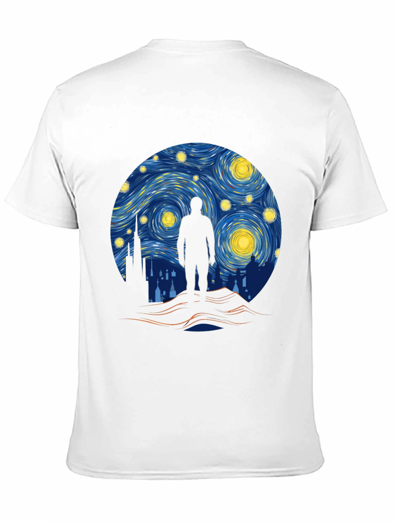 Starry Night Silhouette T-Shirt - Artistic Design