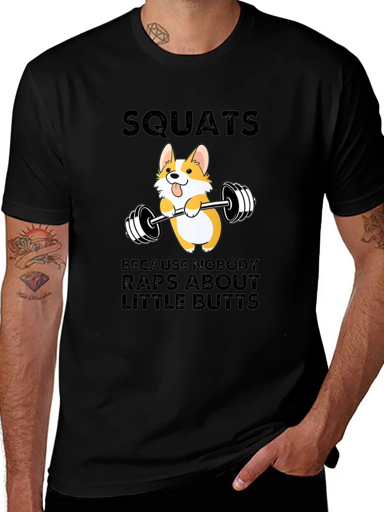 Squats Corgi Barbell Graphic Tee