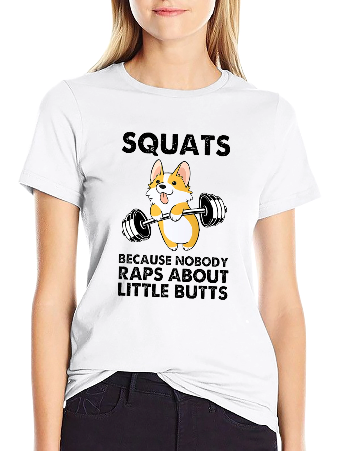 Squats Corgi Barbell Graphic Tee