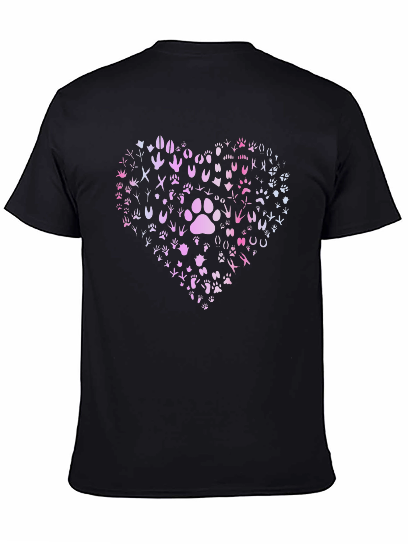 Paw Print Heart Graphic T-Shirt - Black