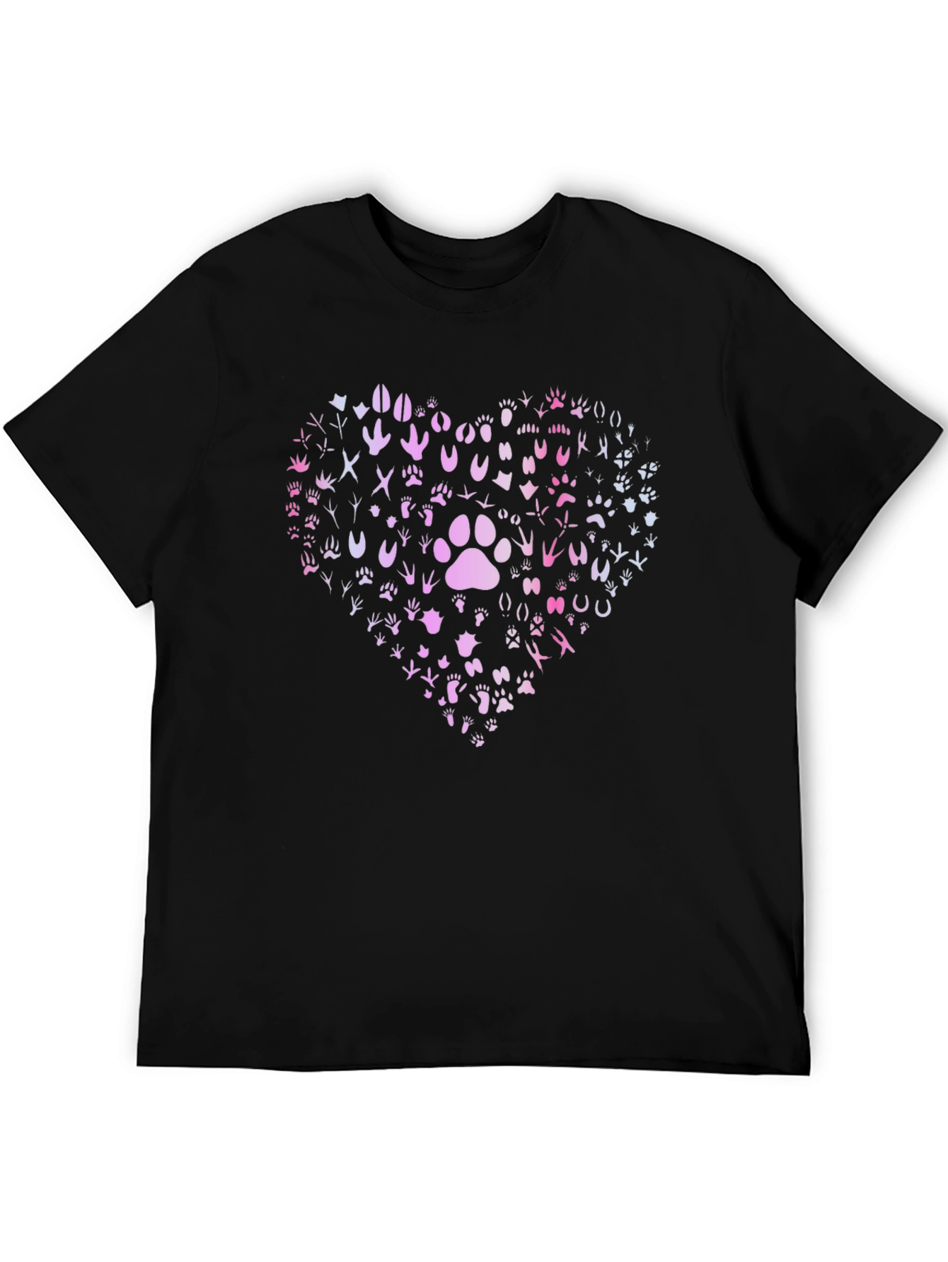 Paw Print Heart Graphic T-Shirt - Black