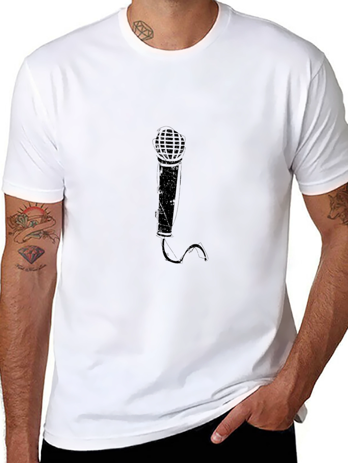Black Microphone Graphic T-Shirt