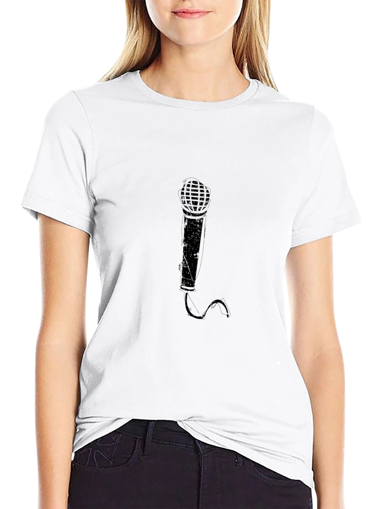 Black Microphone Graphic T-Shirt