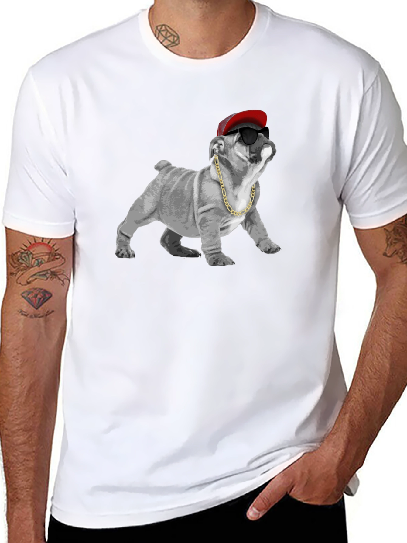 Cool Bulldog Graphic Tee - Black Cotton T-Shirt